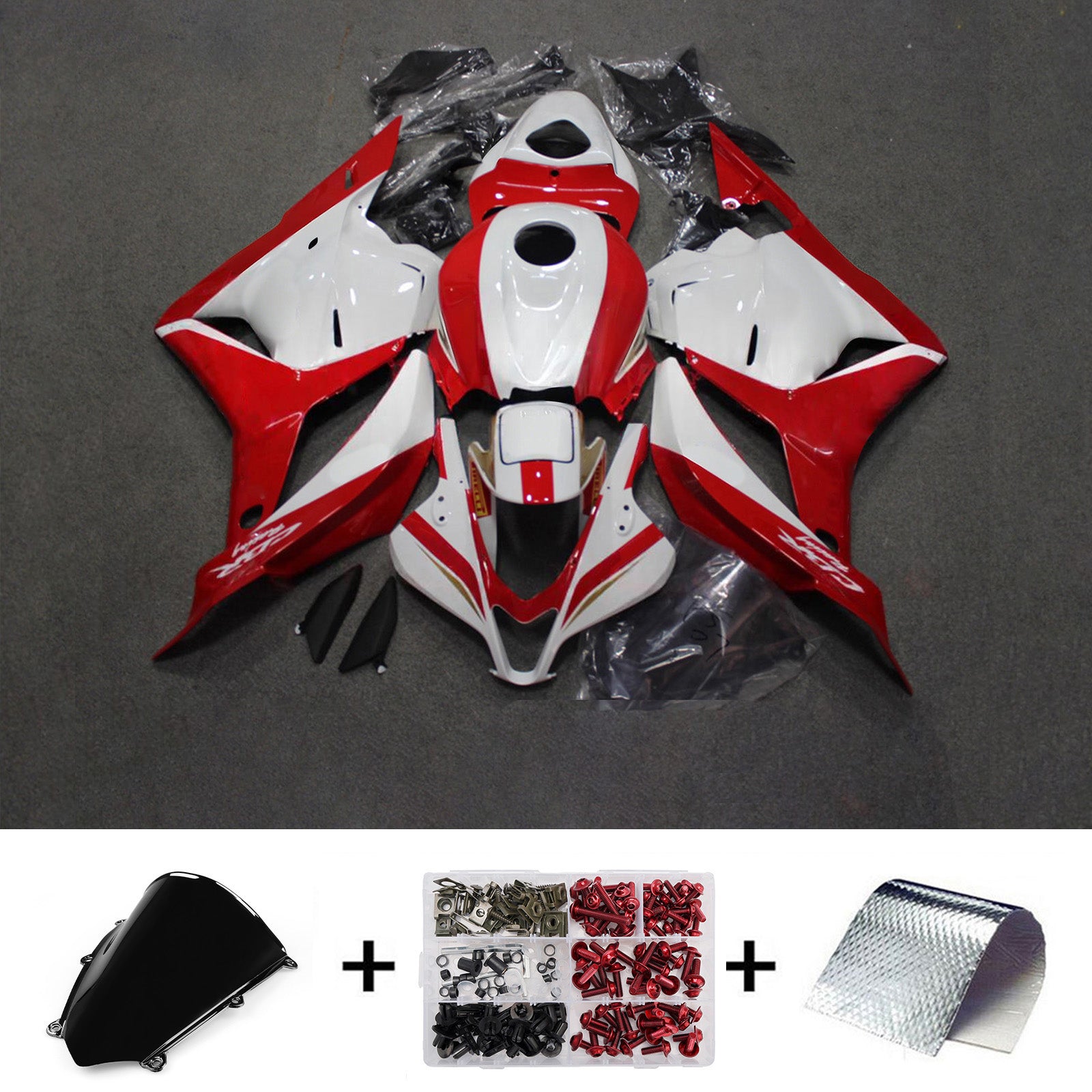 Amotopart 2009-2012 Honda CBR600RR White Red Fairing Kit