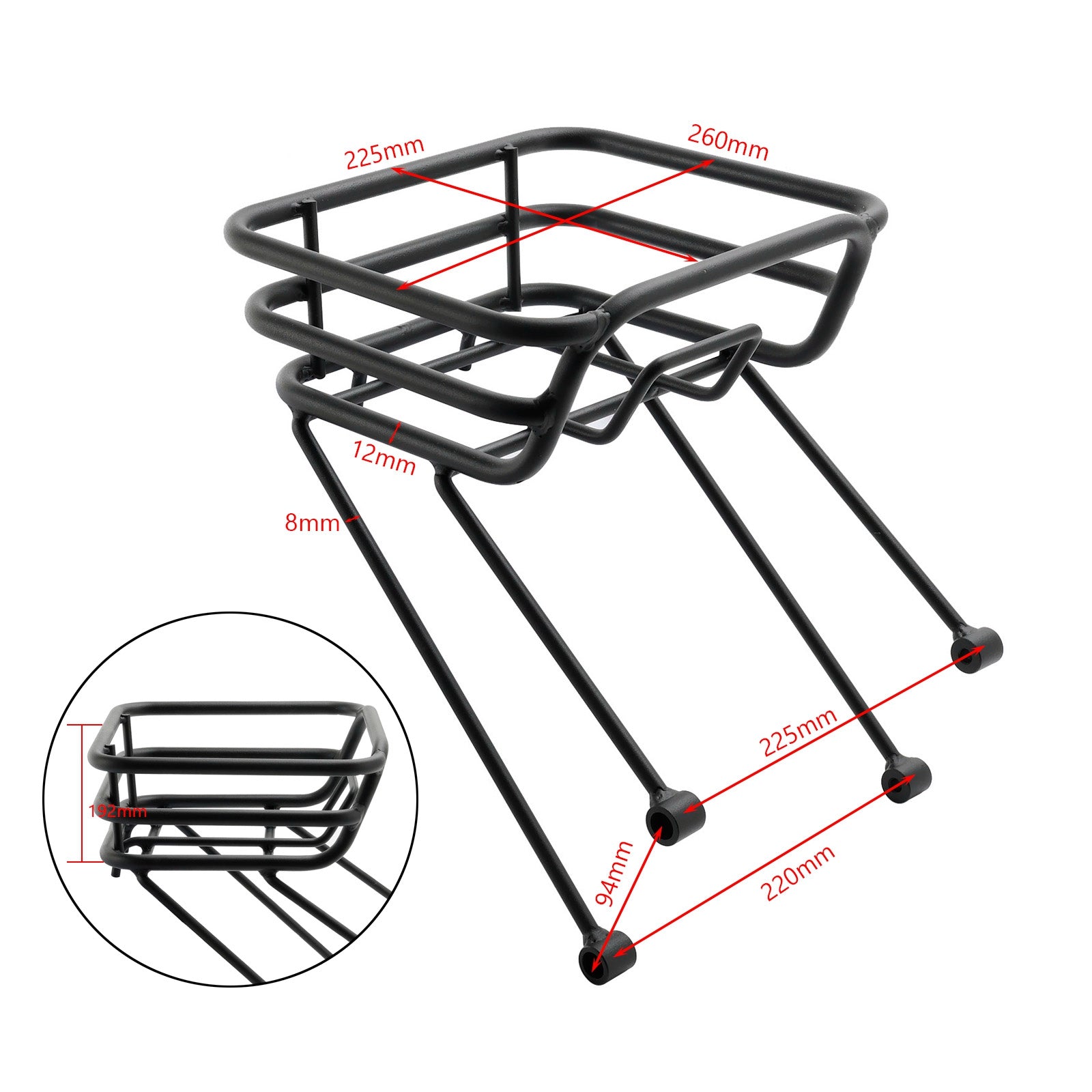Black Front Rack Carrier Basket til Honda Hunter Cub CT125 Trail 2020-2023 22 21