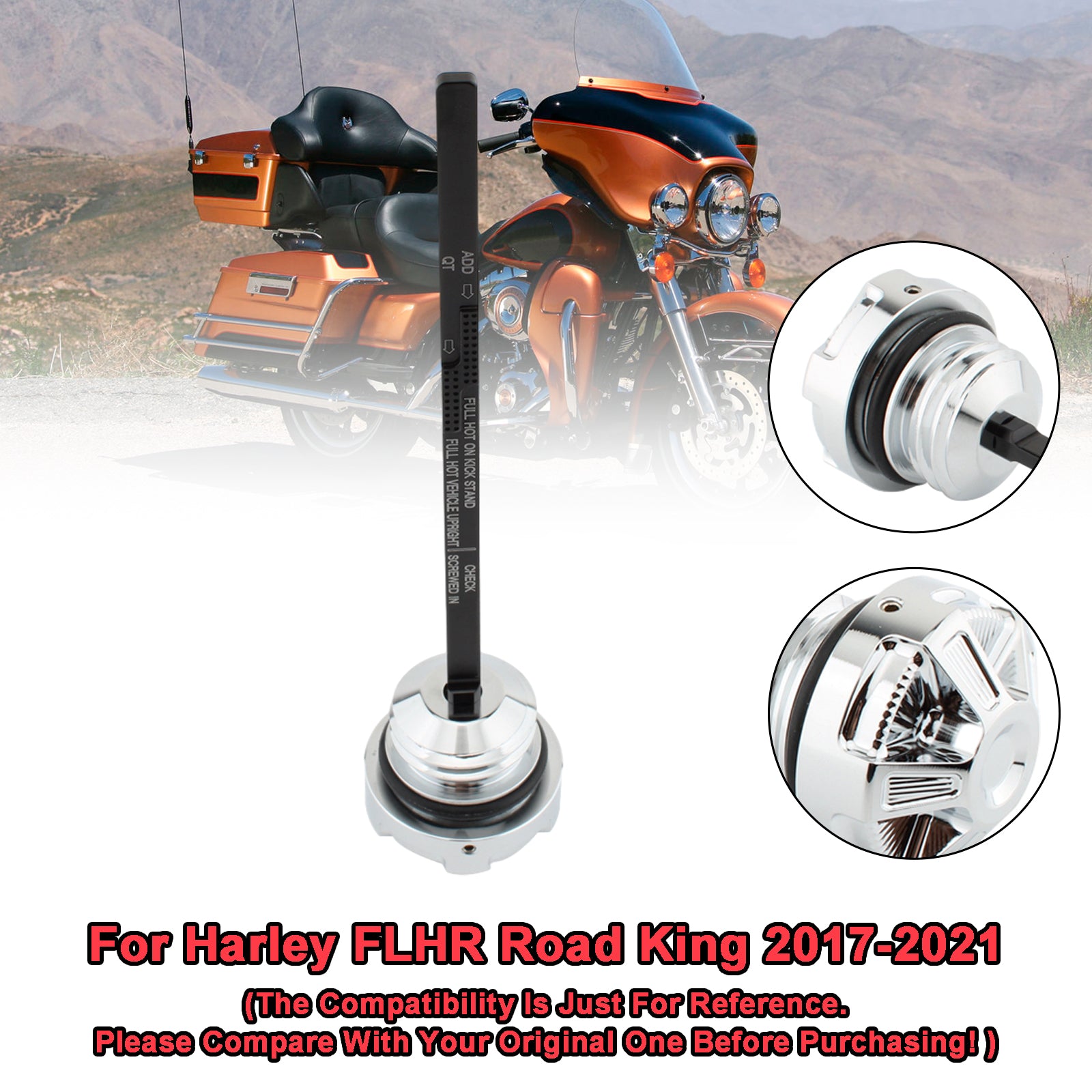 17-21 Road Electra Street Glide Road King Tapón de tapa de tanque de varilla medidora de aceite