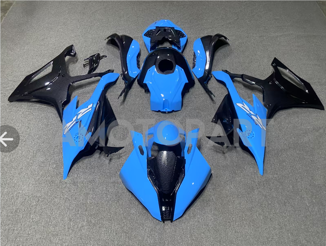 Amotopart 2019-2022 BMW S1000RR Carbon Fiber Patterns Blue Fairing Kit