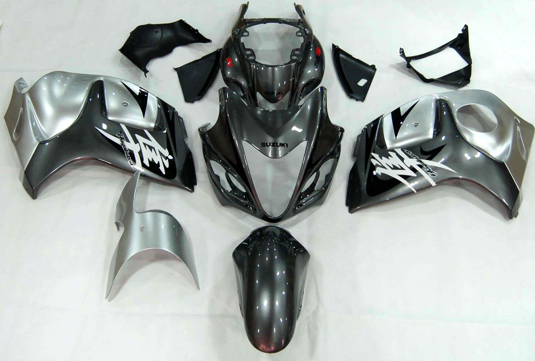 Amotopart 2008–2020 Suzuki Hayabusa GSX1300R, Grau&Silbernes Verkleidungsset