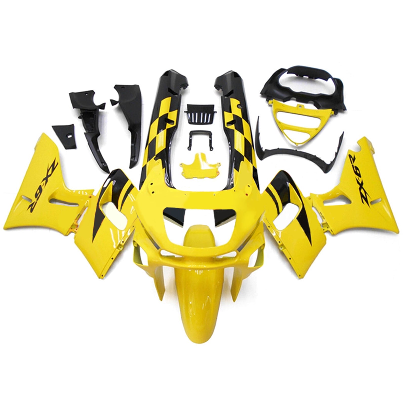 Amotopart Kawasaki 1993-2007 ZZR400 1998-2003 ZZR600 Yellow Black Fairing Kit