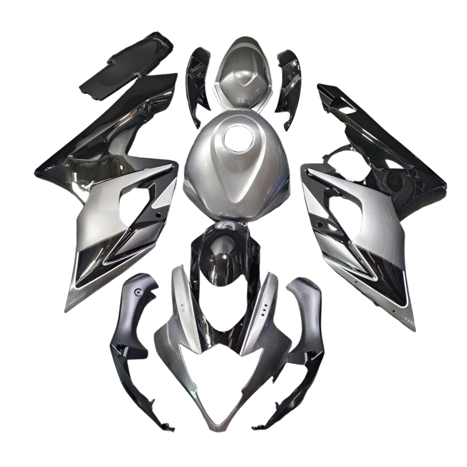 Amotopart 2005-2006 Suzuki GSXR1000 Sliver Black Fairing Kit