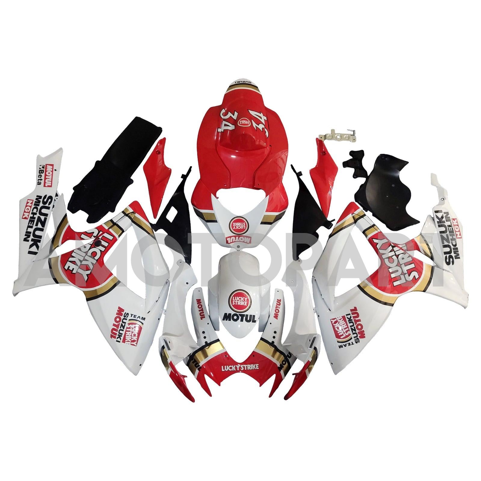 Amotopart 2006-2007 Suzuki GSXR 600/750 White Red Fairing Kit