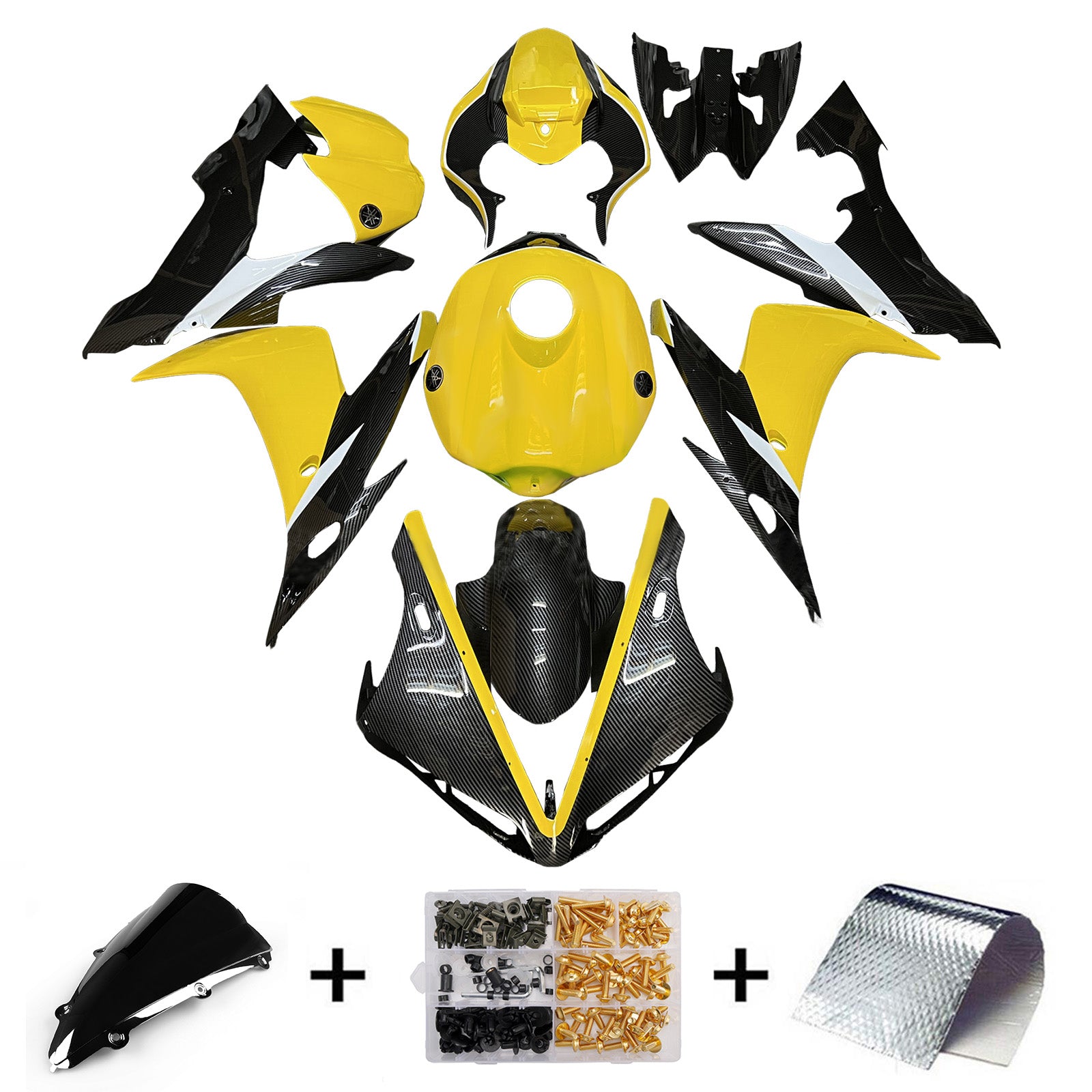Amotopart 2004-2006 Yamaha YZF-R1 Yellow Carbon Fiber Fairing Kit