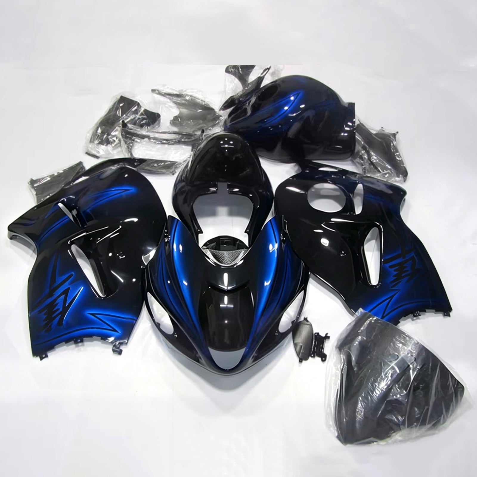 Amotopart 1999-2007 Suzuki Hayabusa GSX1300R Sort/Blå Fairing Kit