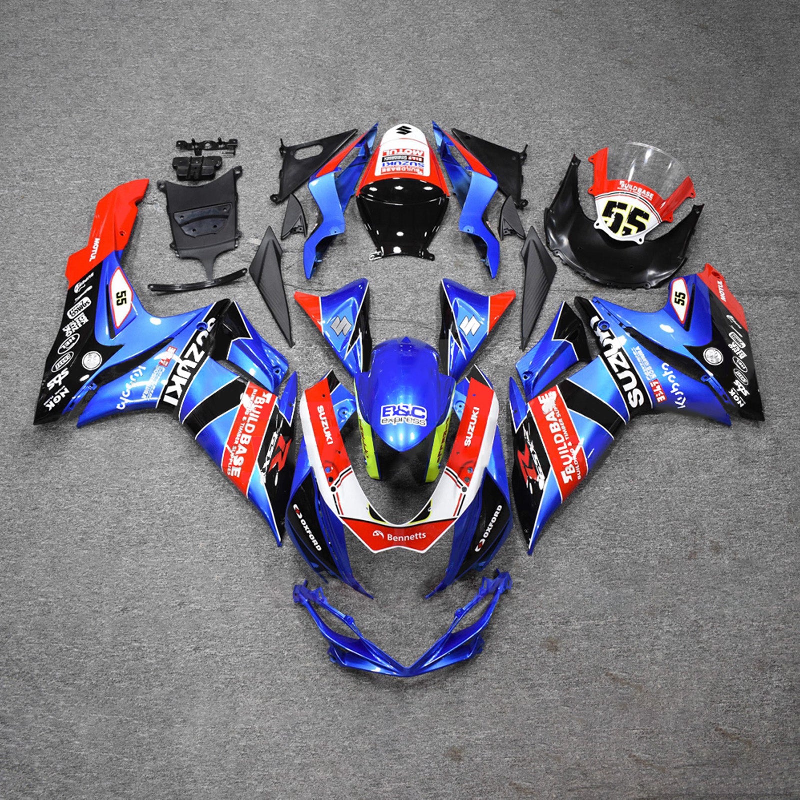 Zestaw owiewek Amotopart 2011-2026 Suzuki GSXR 600/750 Niebieski Czerwony Czarny