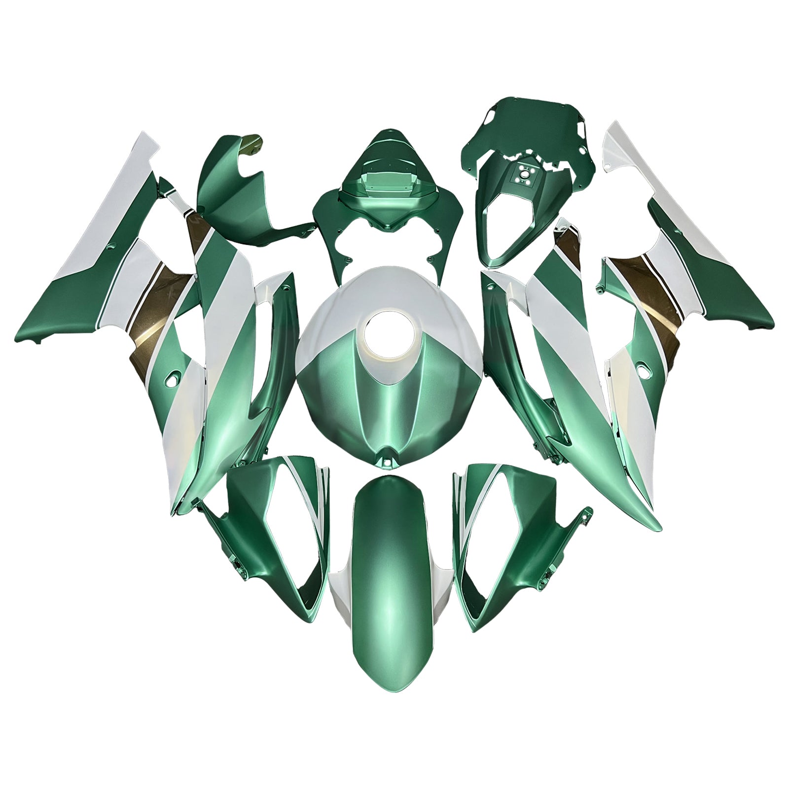 Amotopart 2008-2016 Yamaha YZF-R6 Green & White Fairing Kit