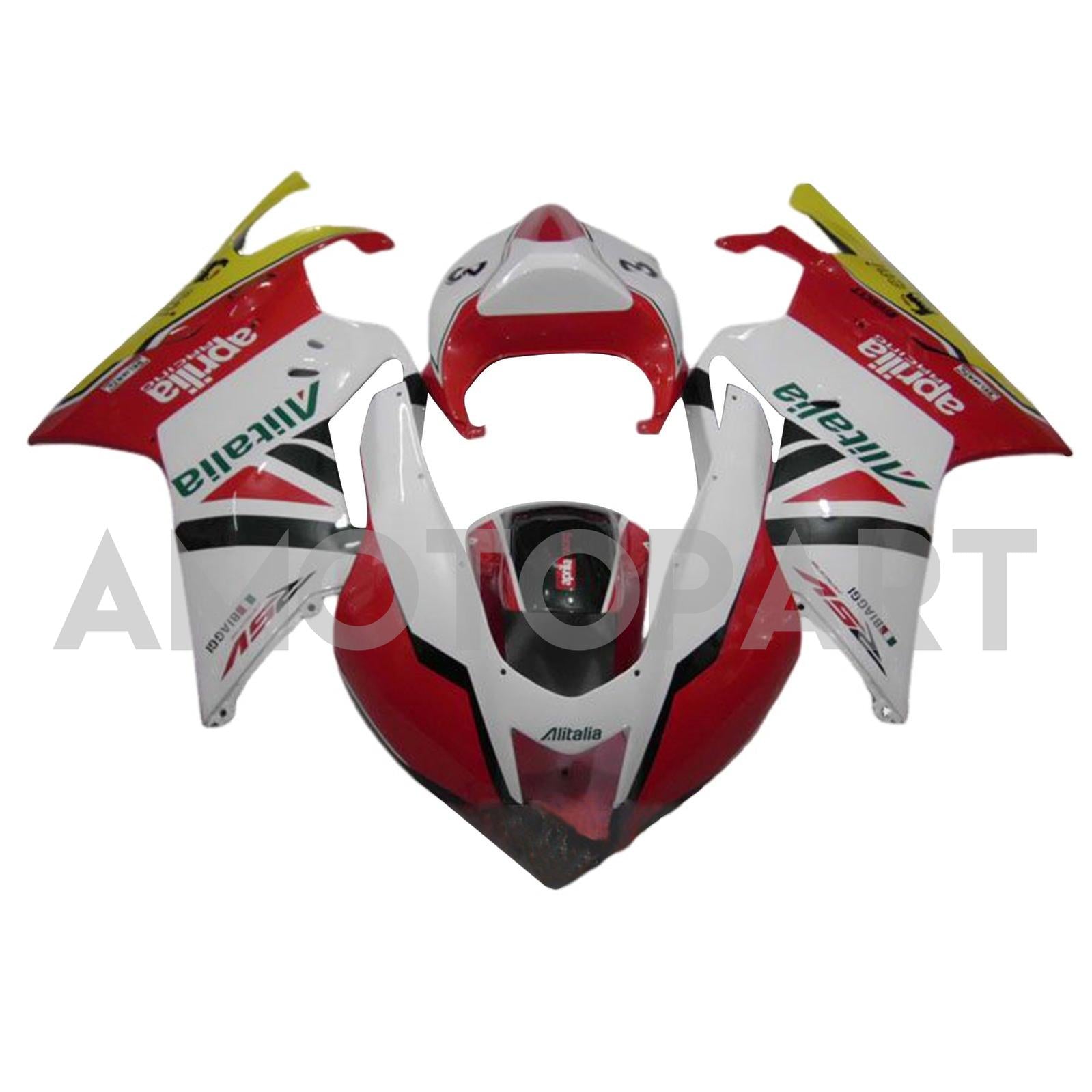 Amotopart Aprilia RSV1000 Blanc 2003-2006&Kit de carénage rouge