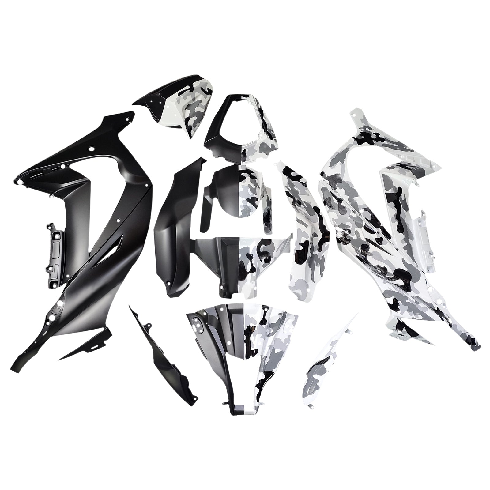 Amotopart 2011-2015 Kawasaki ZX10R Schwarz weiße Verkleidung Kit