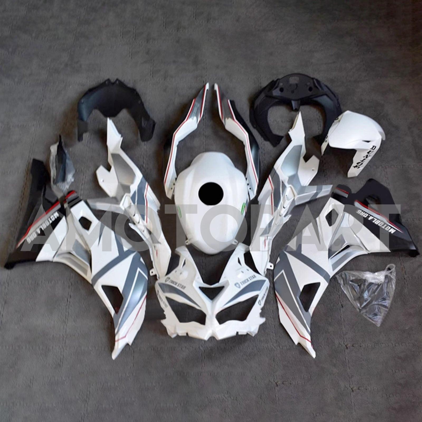 Amotopart 2019-2025 Ninja ZX-25R ZX-4R ZX-4RR Kawasaki White&Grey Fairing Kit