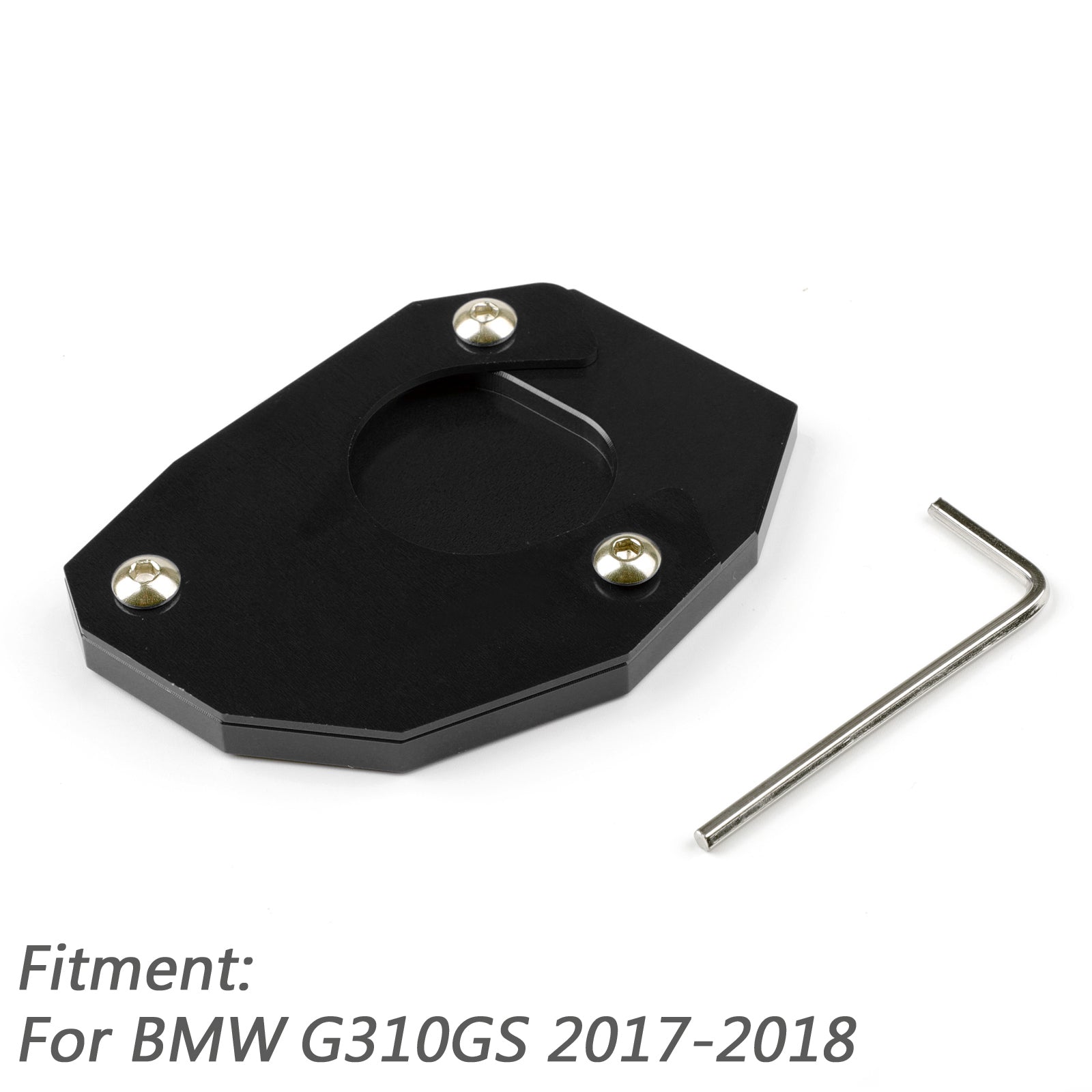 17-18 BMW G310GS CNC Kickstand Side Plate Stand Extension Pad Black