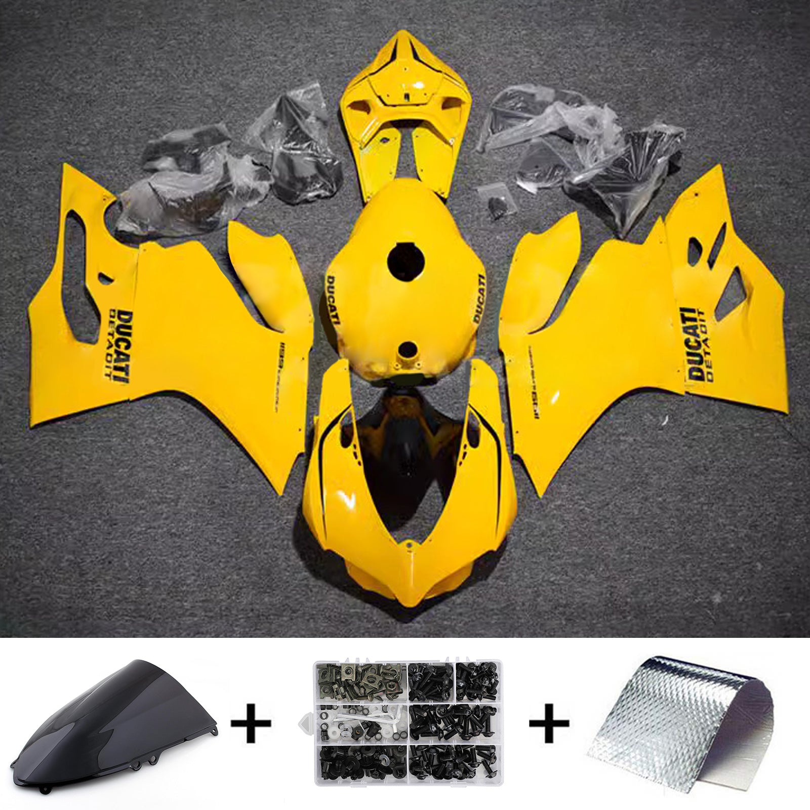 Amotopart 2012-2015 Ducati 899 Kit de carenagem amarela brilhante