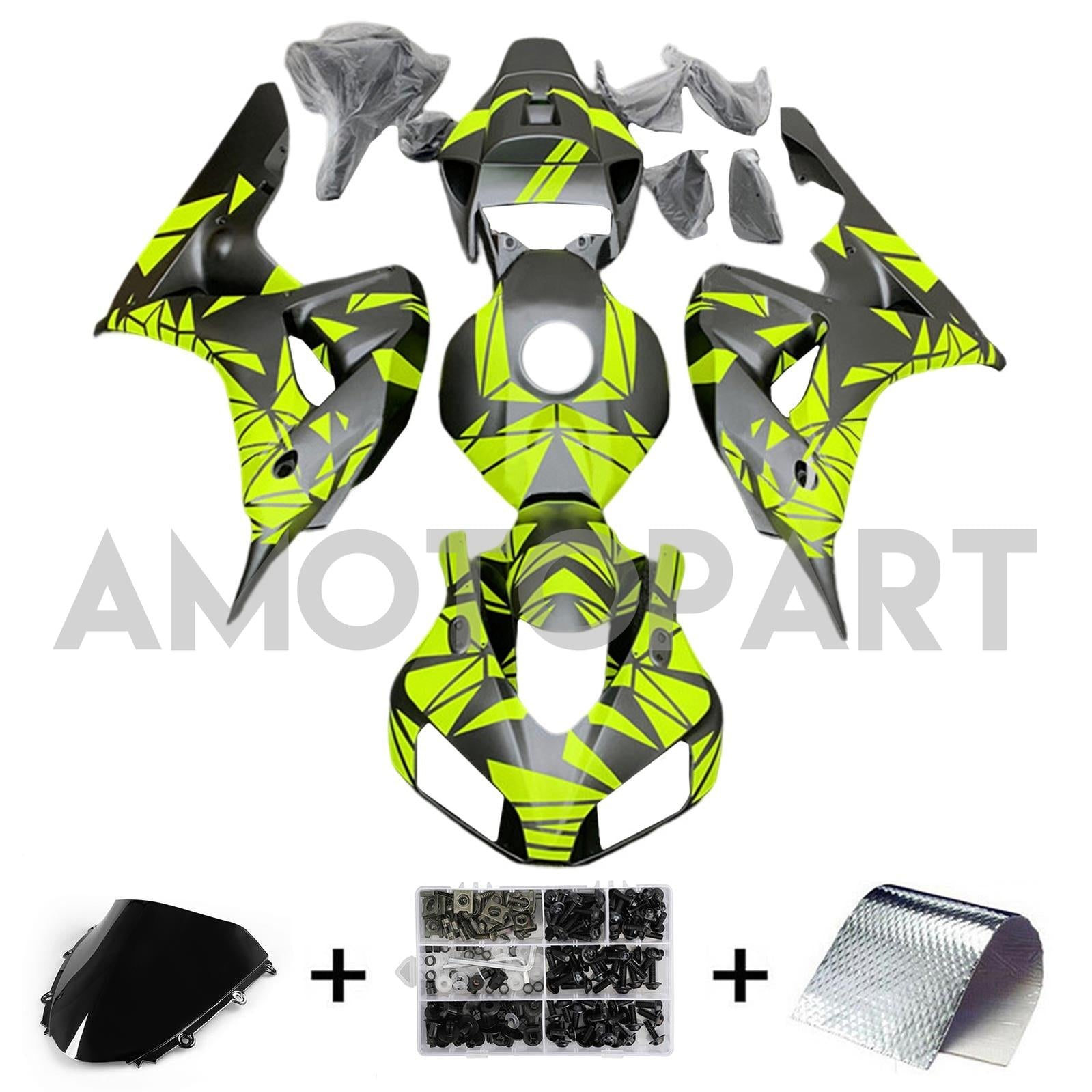Amotopart 2006–2007 Honda CBR1000RR Fluorescein-Verkleidungsset