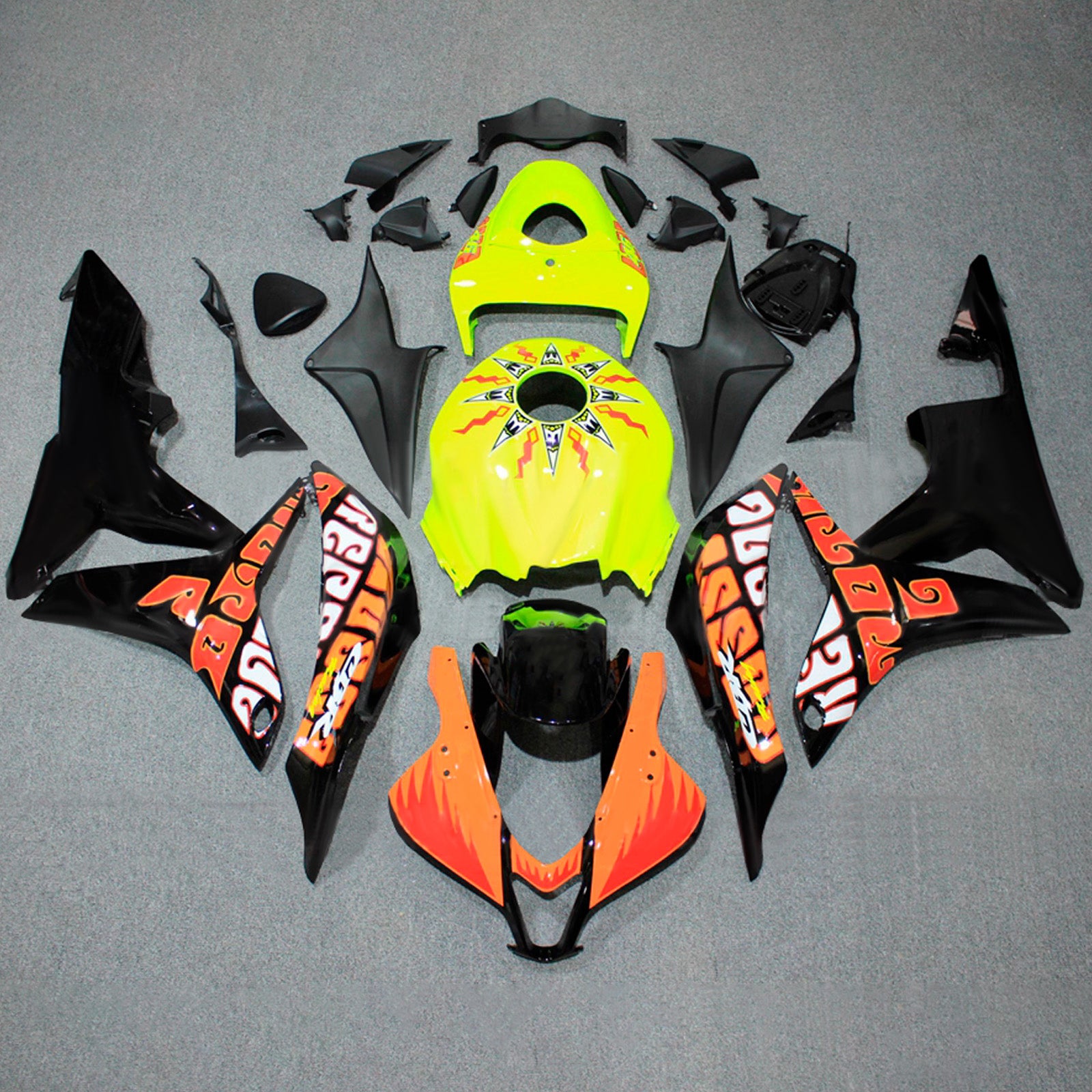Amotopart 2007–2008 Honda CBR600RR Gelb Schwarz Verkleidungsset