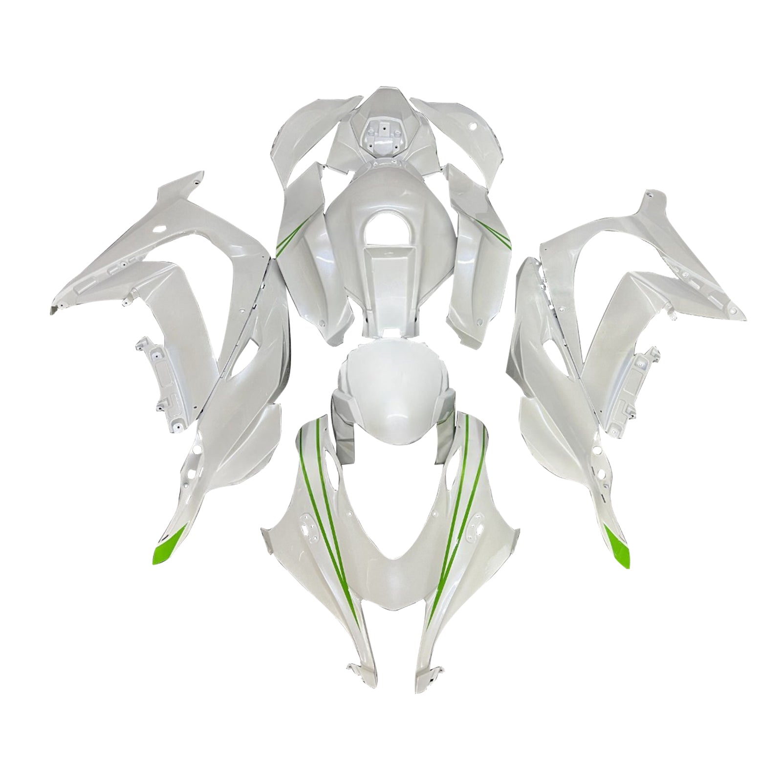 Amotopart 2016-2020 Kawasaki ZX10R White Green Fairing Kit