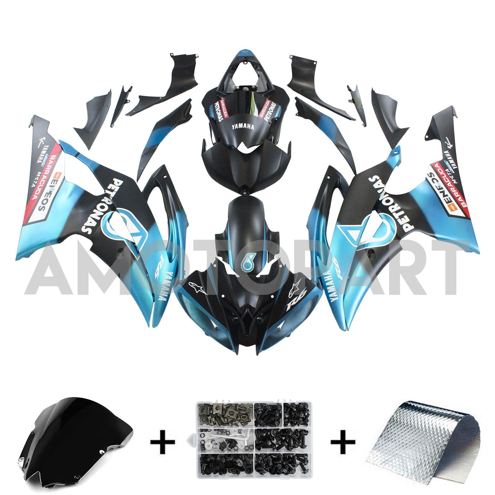 AMOTOPART 2008-2016 YZF 600 R6 Yamaha Blue Petronas Abzugskit