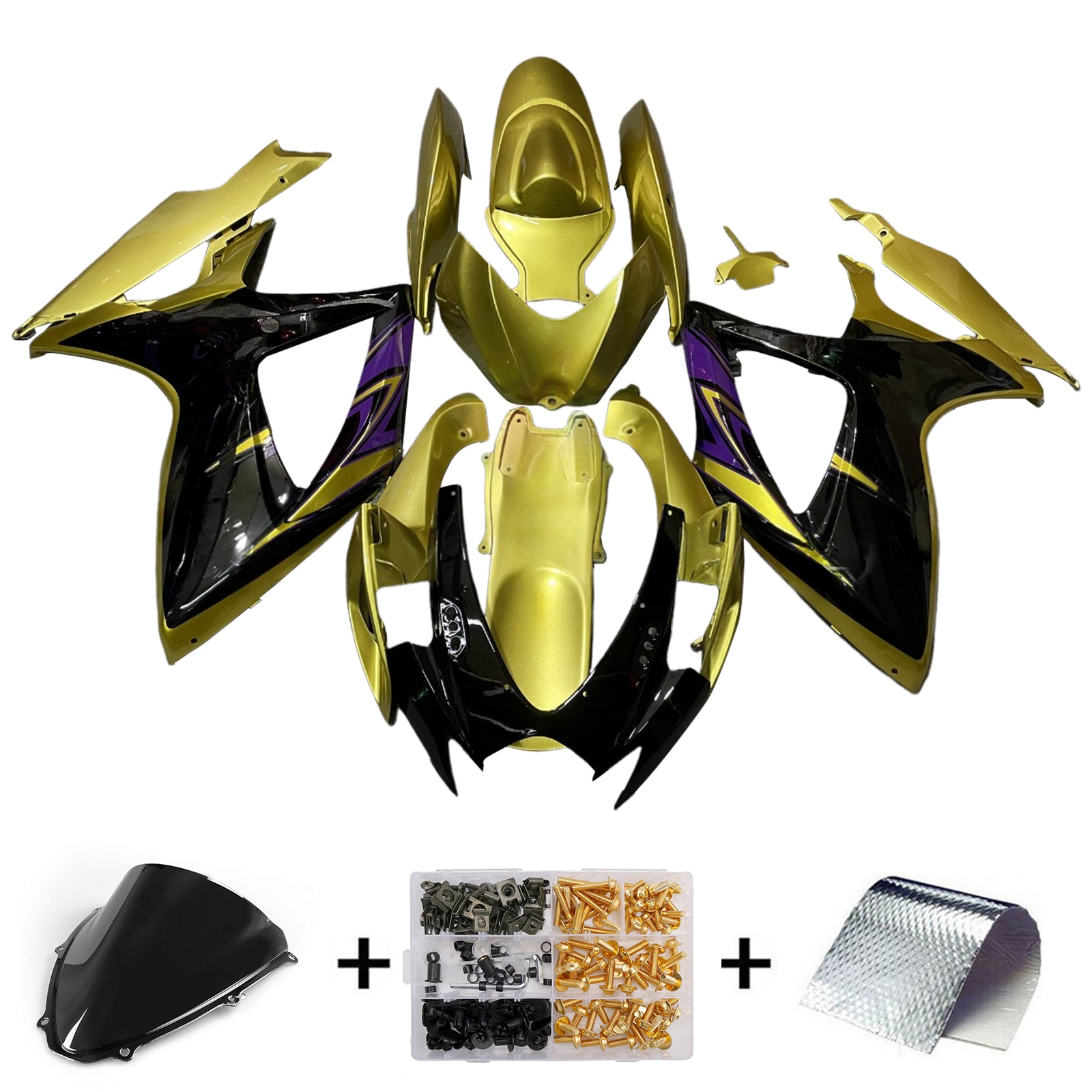 Amotopart 2006-2007 Suzuki GSXR 600/750 Gold Black Fairing Kit