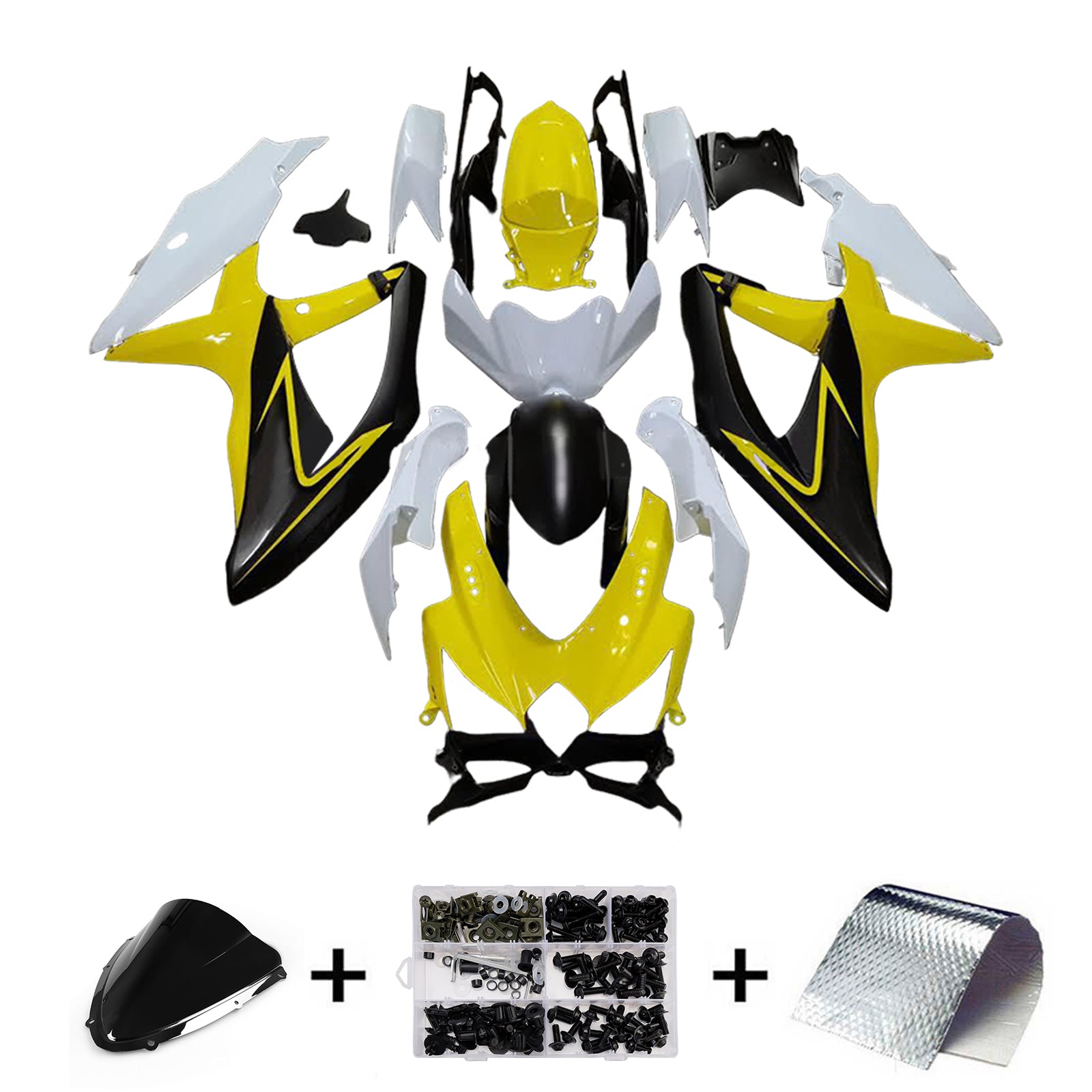 Amotopart 2008-2010 Suzuki GSXR 600/750 Yellow Black White Fairing Kit