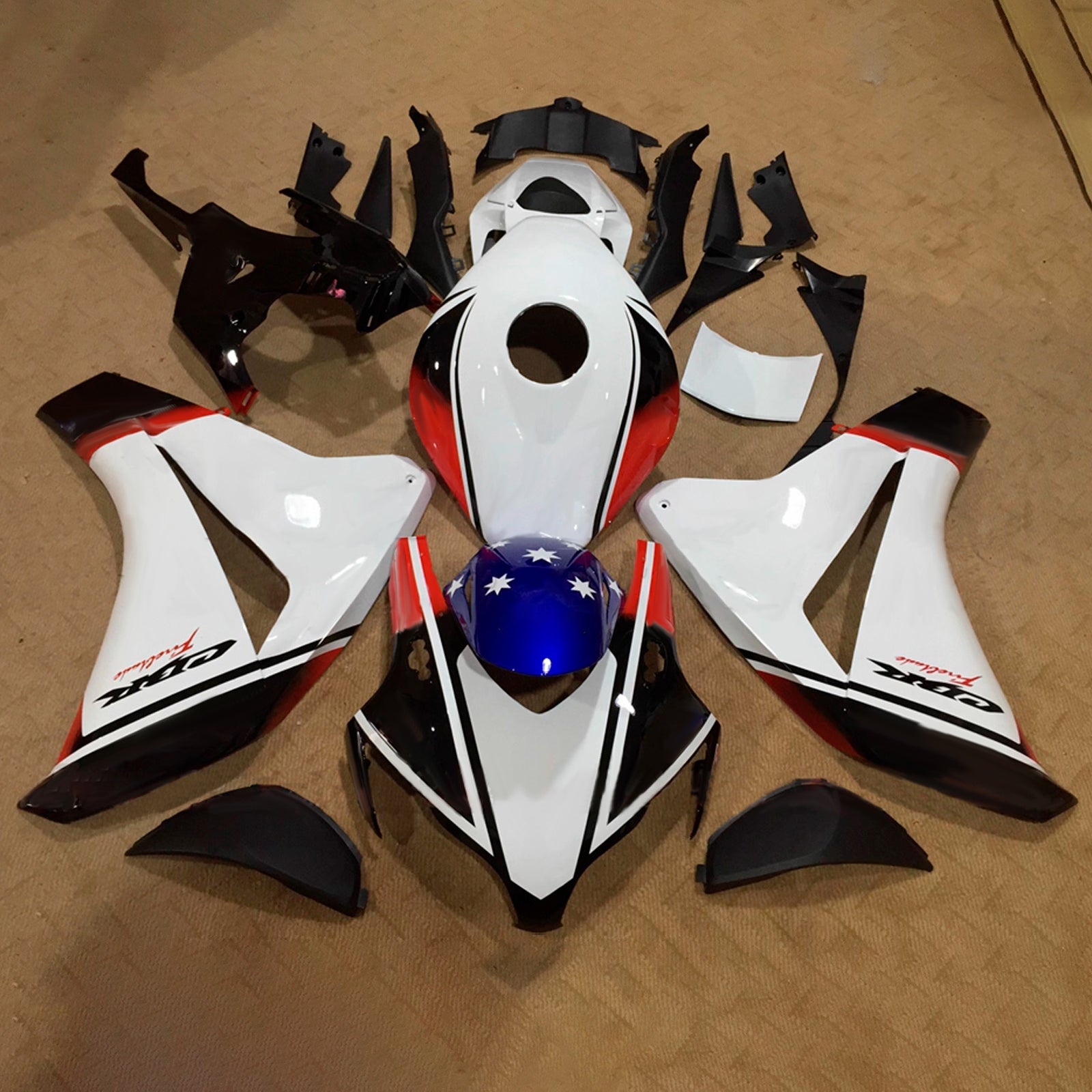 Amotopart 2008-2011 Honda CBR1000RR White/Black Fairing Kit