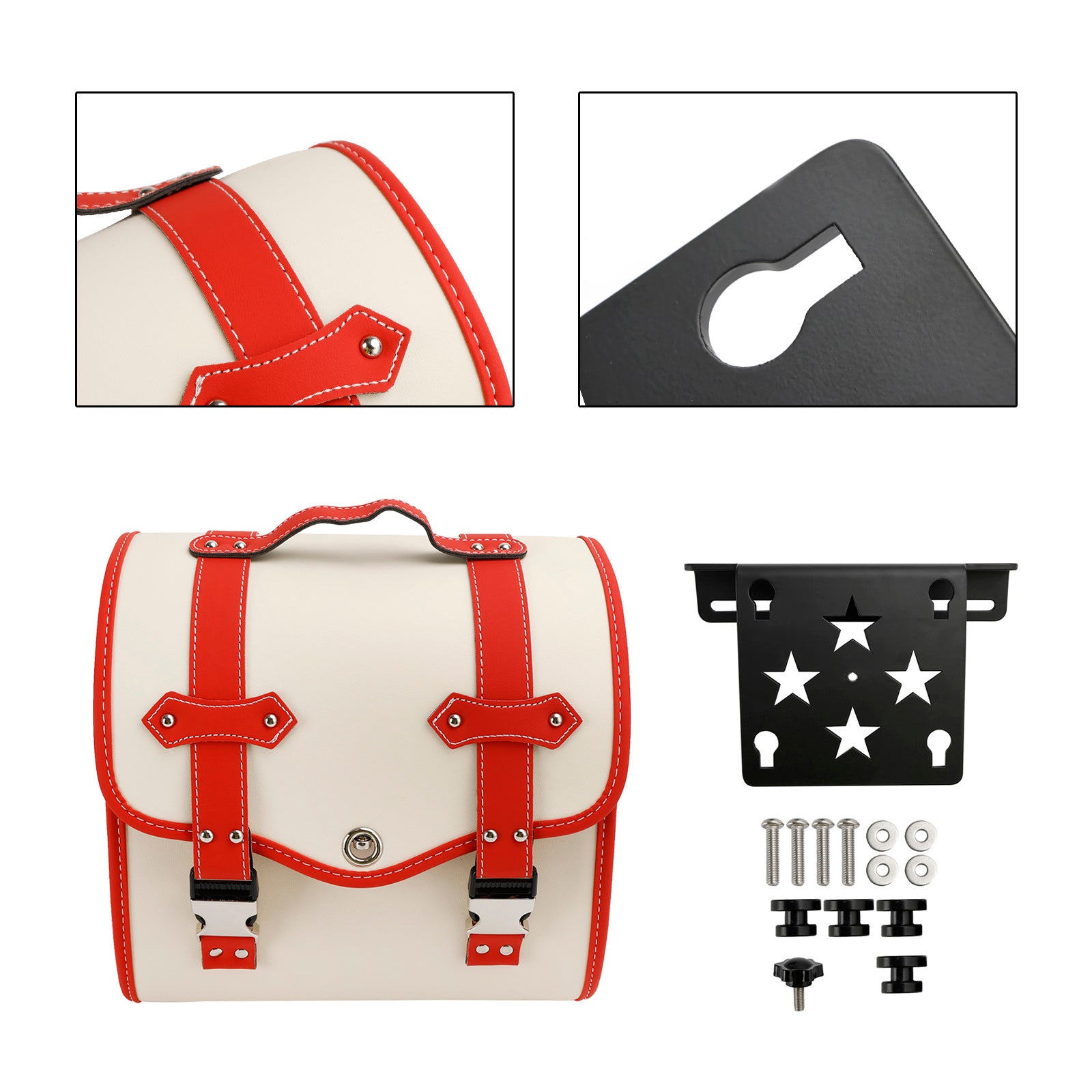 Motorbike Set Of Quick Release Saddlebag W/ Bracket Luggage Storage White