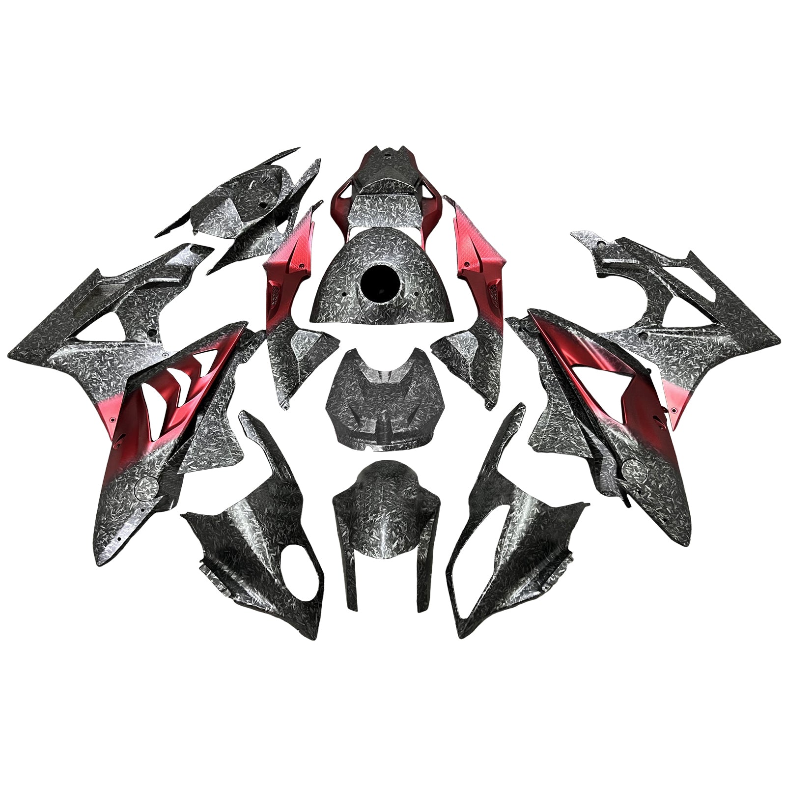 Amotopart 2009-2014 BMW S1000RR Carbon Fiber Pattern Red Fairing Kit