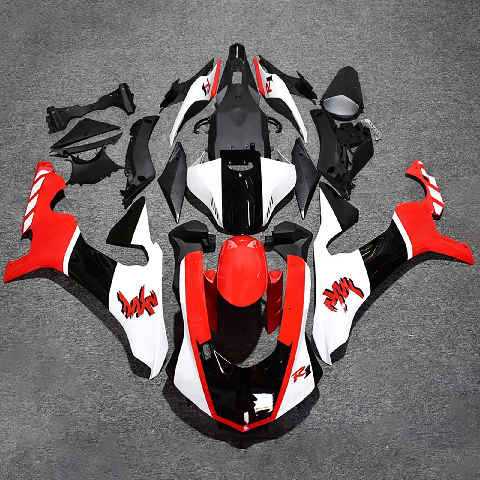 Amotopart 2015-2019 Yamaha YZF 1000 R1 Red/Black/White Fairing Kit