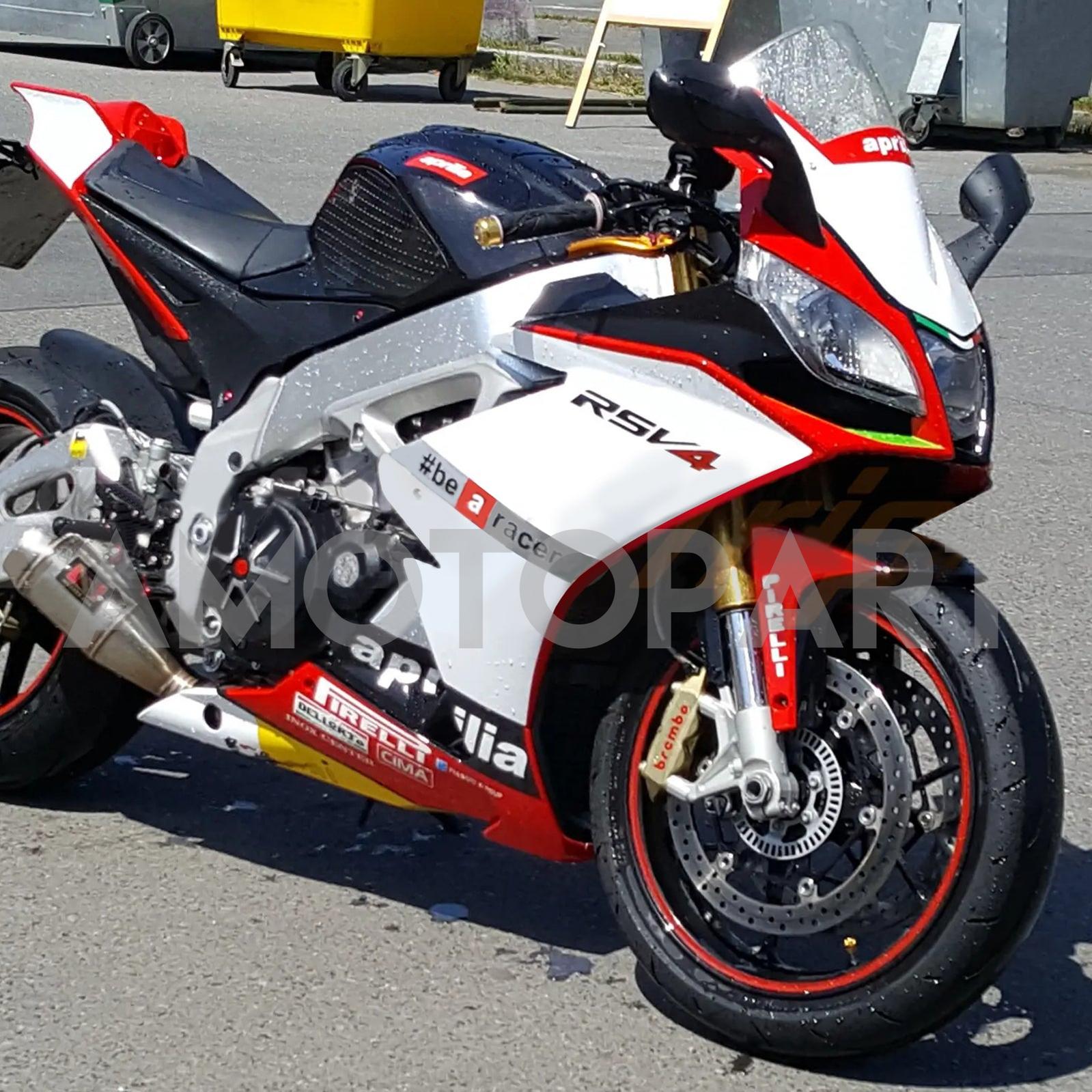 Amotopart 2009-2015 RSV4 1000 Aprilia White&Red Style4 Fairing Kit