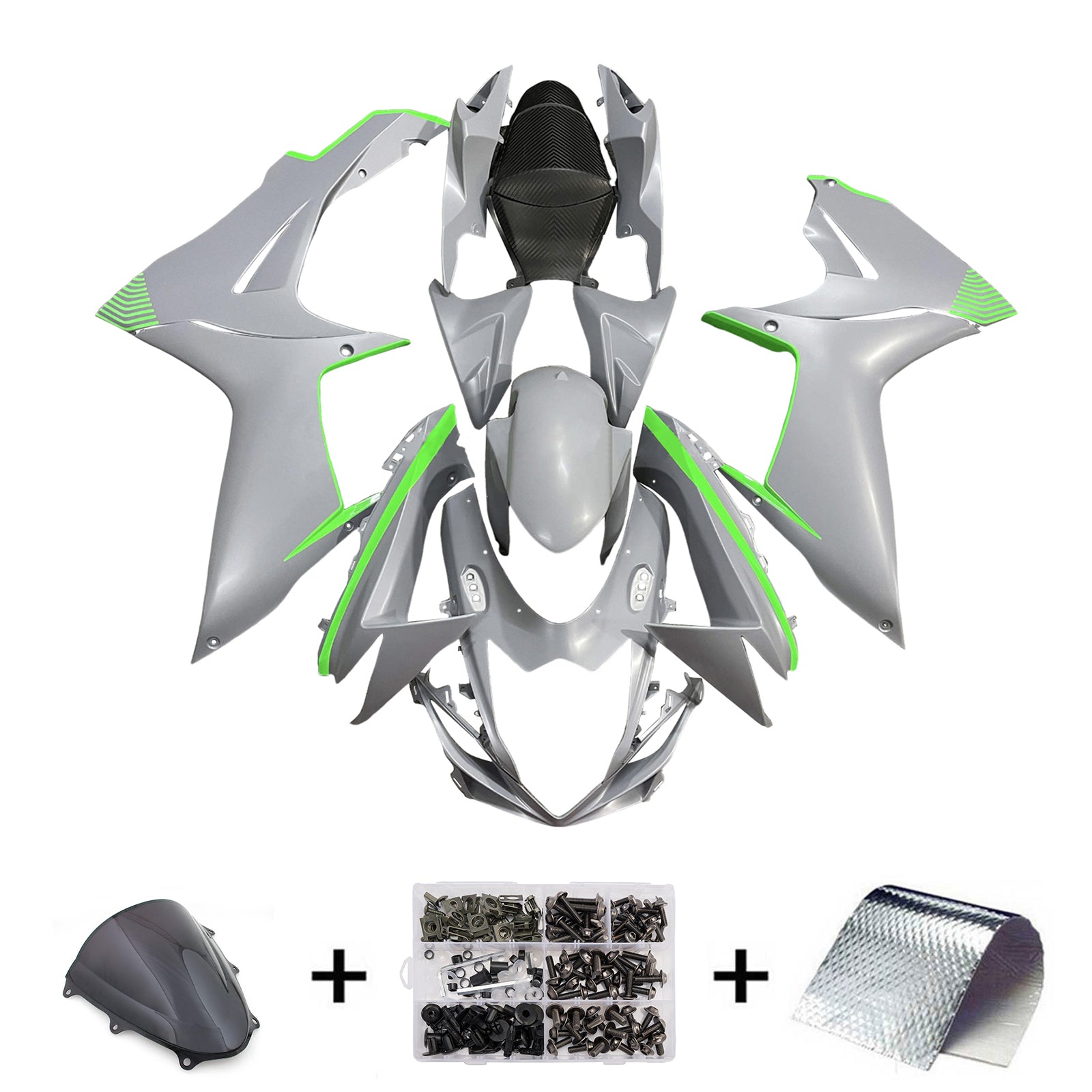 Amotopart 2011-2025 Suzuki GSXR 600/750 Grey Green Fairing Kit