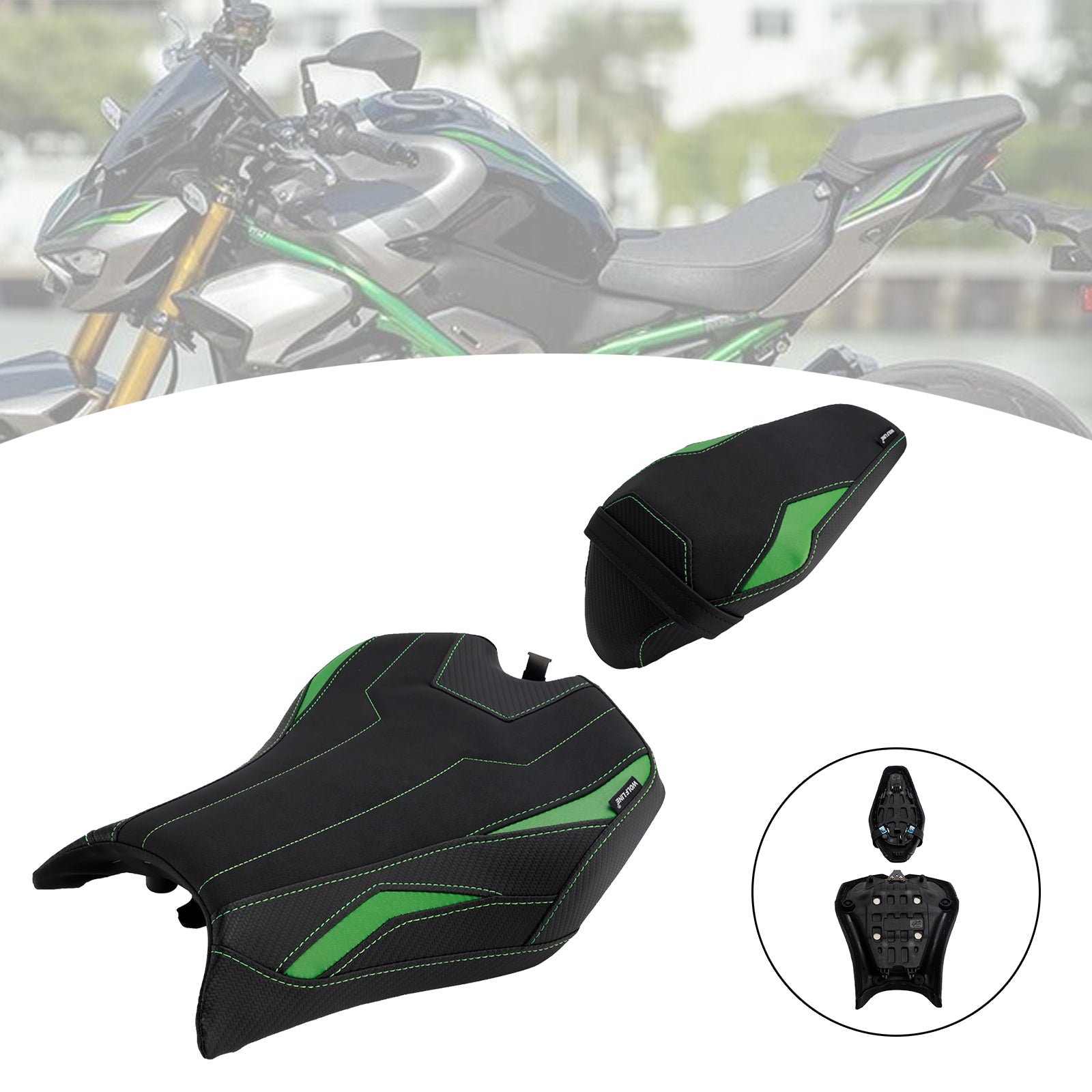 2025 Kawasaki Ninja Z900 Zr900-F Kører&PBagsædehynde til passagersæde, grøn1