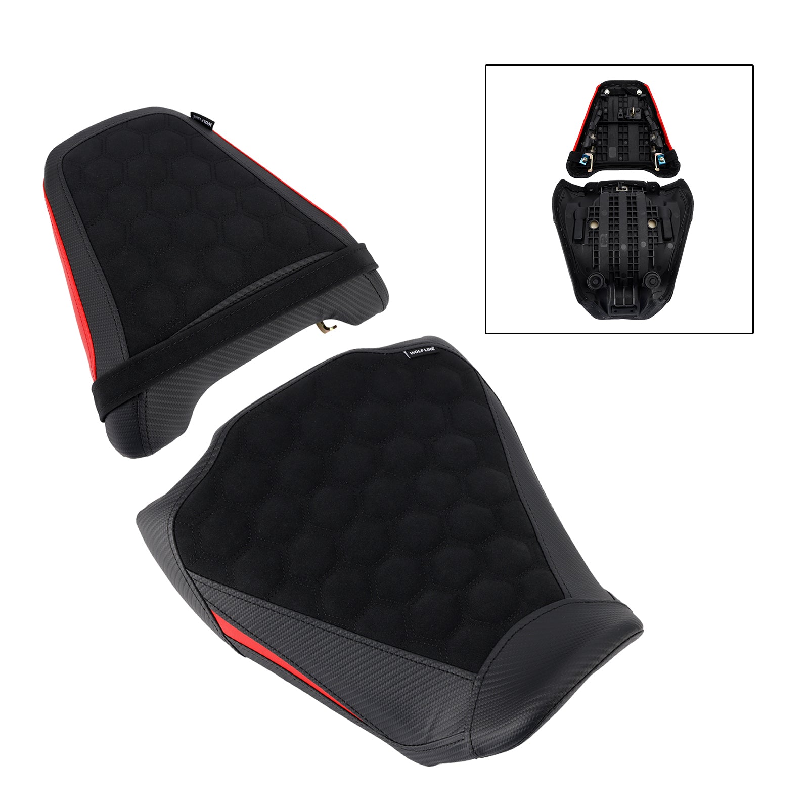 24-25 Honda Cb650R Cbr650R Front&Rear Raider Passenger Cushion Kit Red1