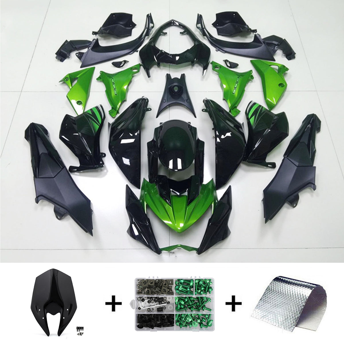 Amotopart 2013-2018 Kawasaki Z800 Black&Green Fairing Kit