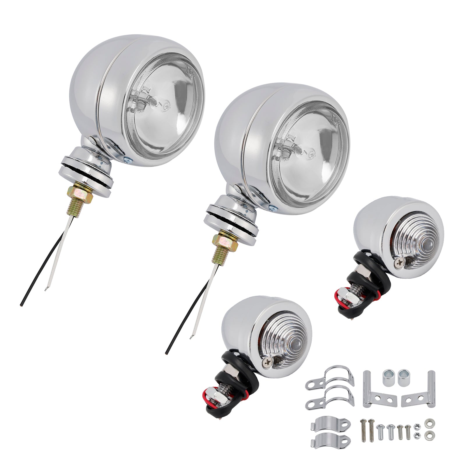 Racer Bobber Chopper Motorcycle Beam Headlight Fog Lamp Custom Chrome #D19