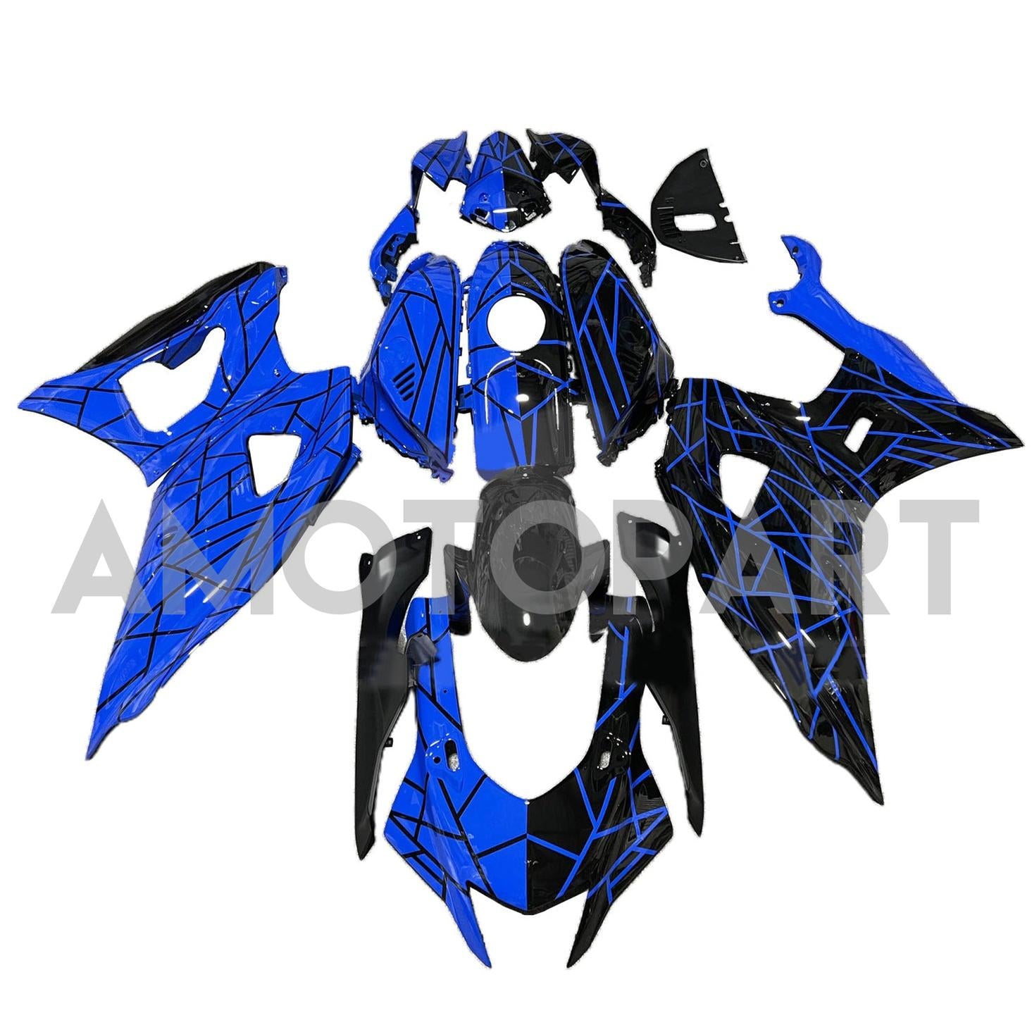 Amotopart 2021-2025 Yamaha YZF-R7 Glossy Black Blue Fairing Kit