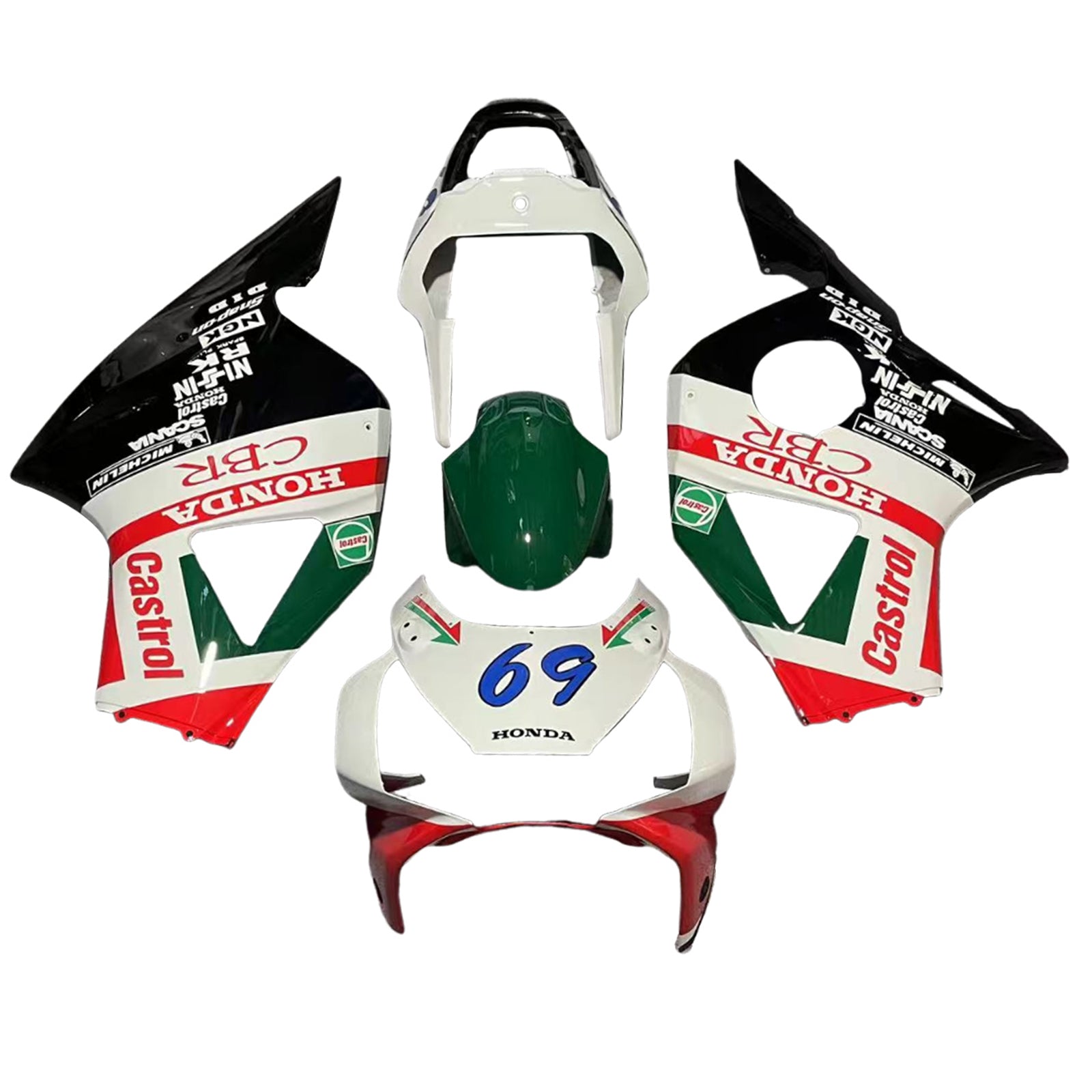 Amotopart 2002-2003 Honda CBR954 White Green Red Line Fairing Kit
