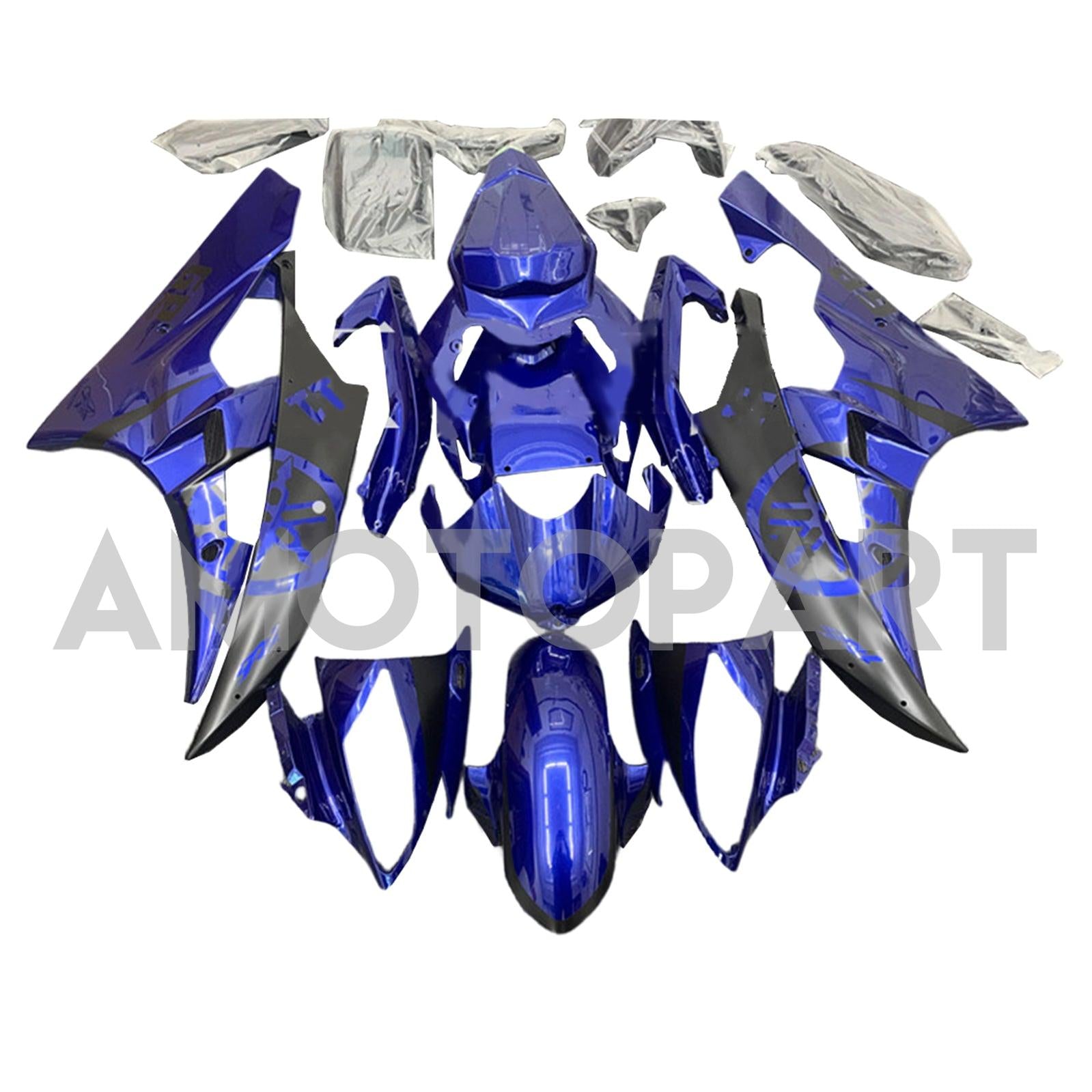 Amotopart 2006–2007 Yamaha YZF 600 R6, Schwarz&Blaue Verkleidungskit-Kollektion