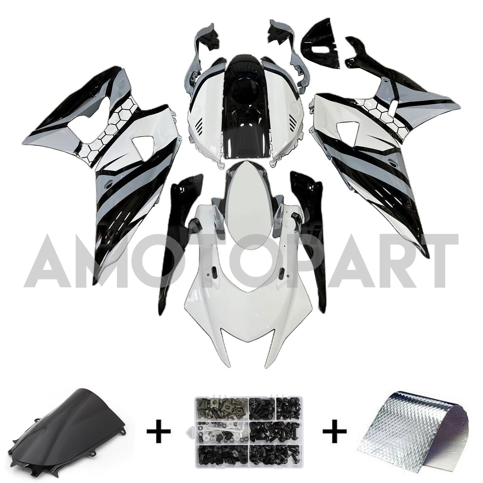 Amotopart 2021-2025 Yamaha YZF-R7 Grey White Black Fairing Kit