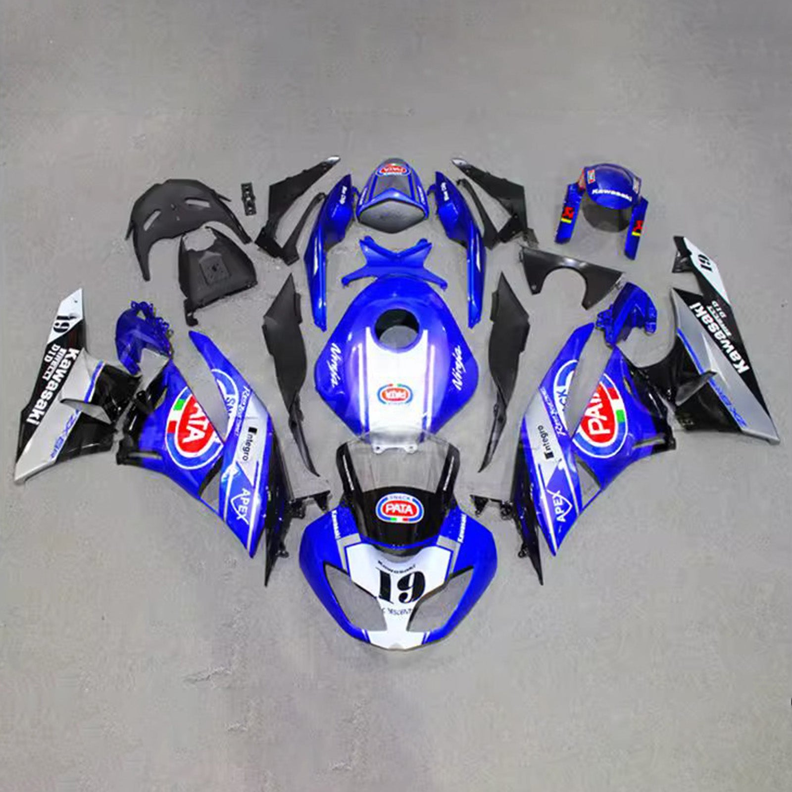 Amotopart 2009-2012 Kawasaki ZX6R 636 Blue Black Red Fairing Kit