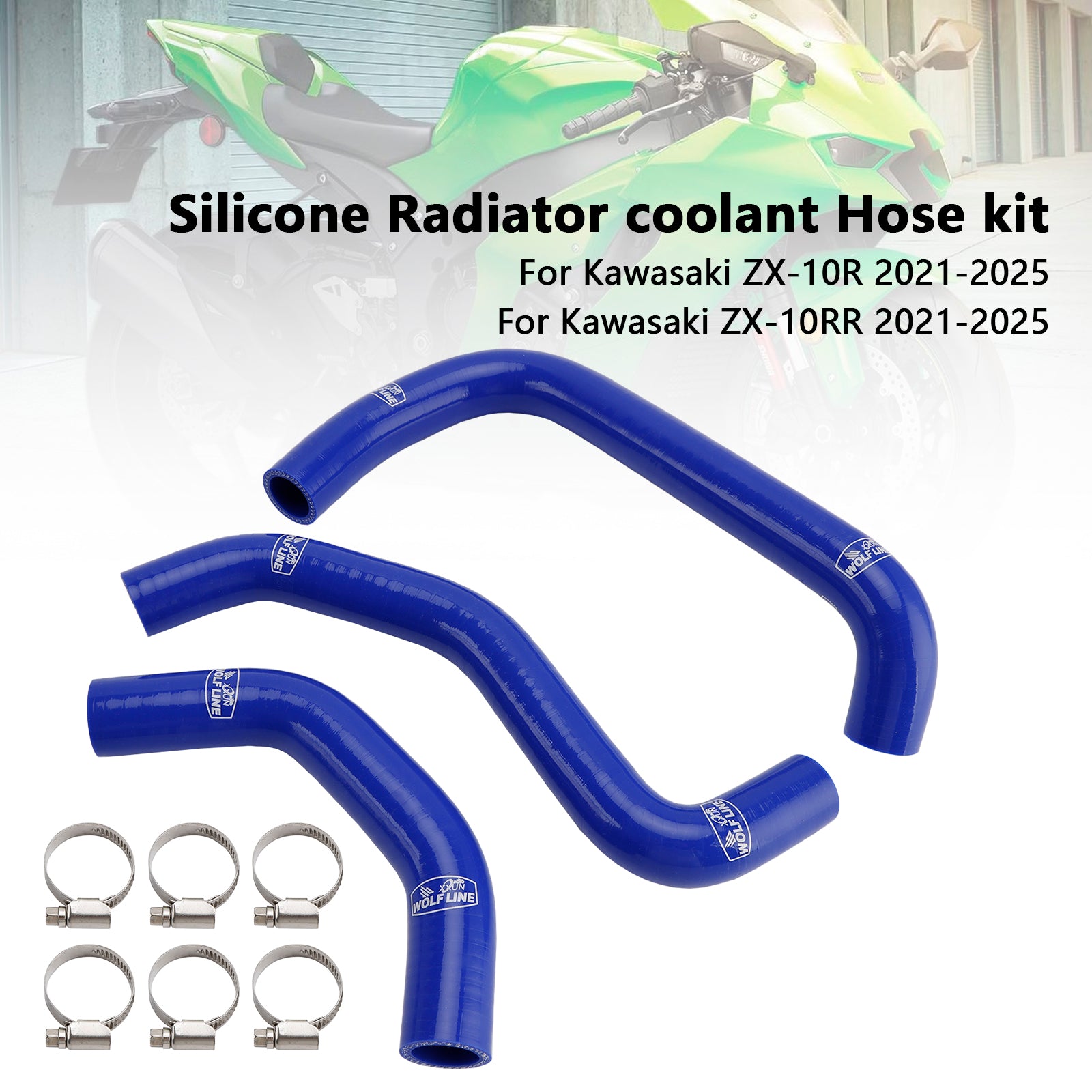 2021-2025 Kawasaki ZX10R ZX-10RR Silicone Radiator coolant Hose