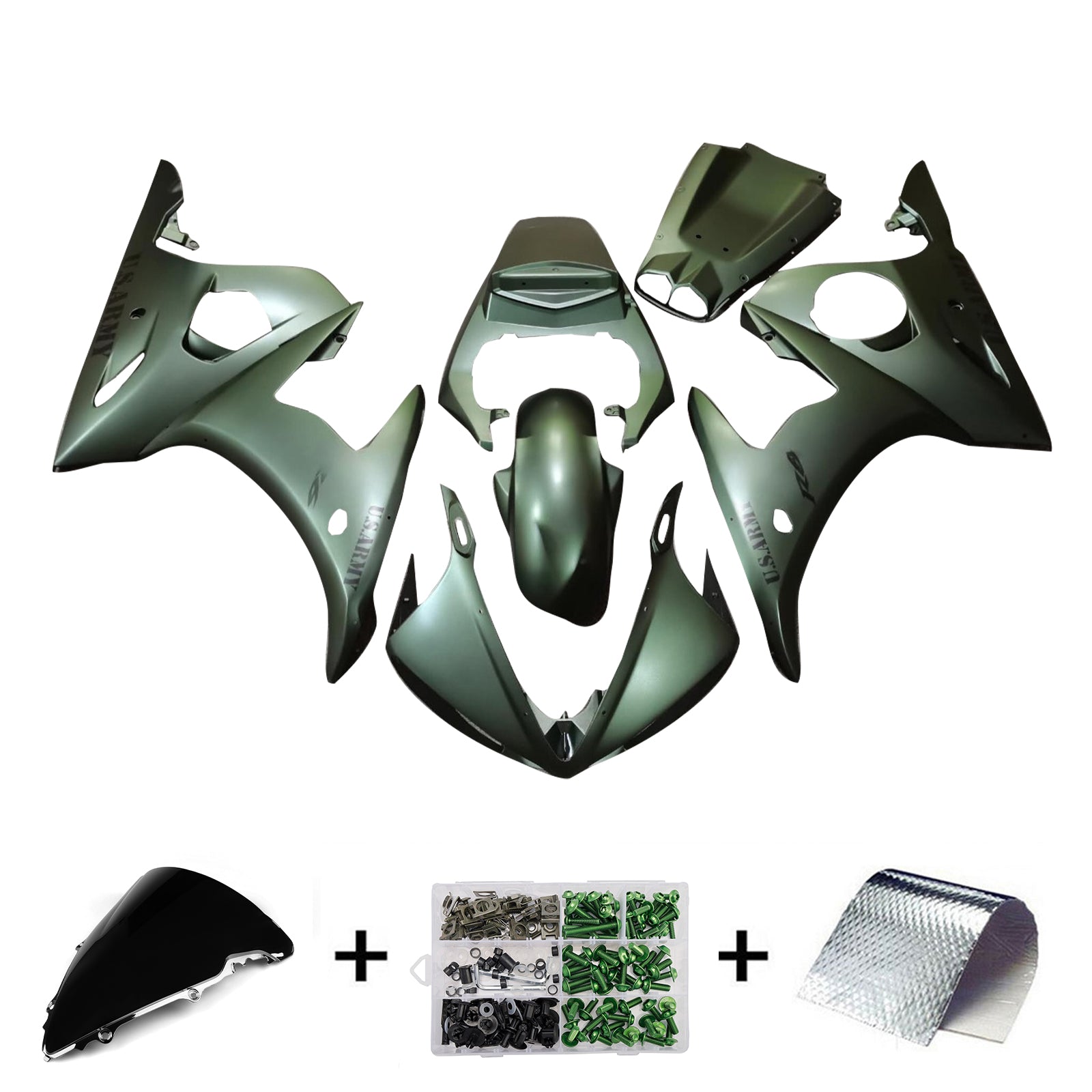 Amotopart 2003-2004 Yamaha YZF-R6/ 2006-2009 R6S Matte Green Fairing Kit