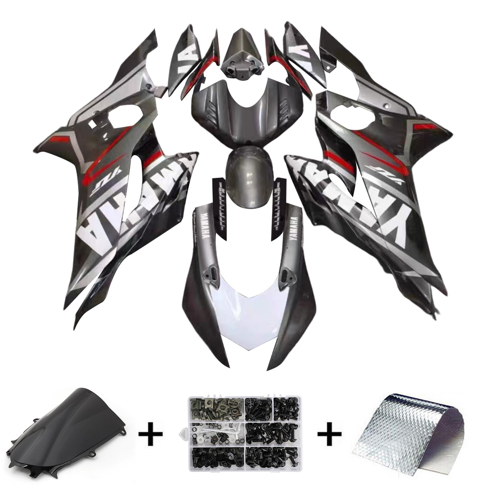 Amotopart Yamaha YZF-R6 2017-2023 Gray & Black Fairing Kit