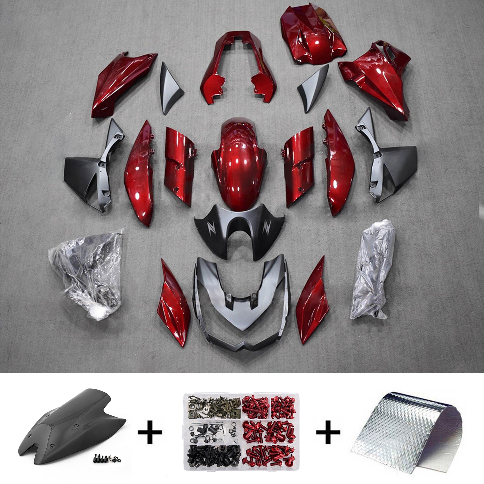 Amotopart 2010-2013 Kawasaki Z1000 Red Black Fairing Kit