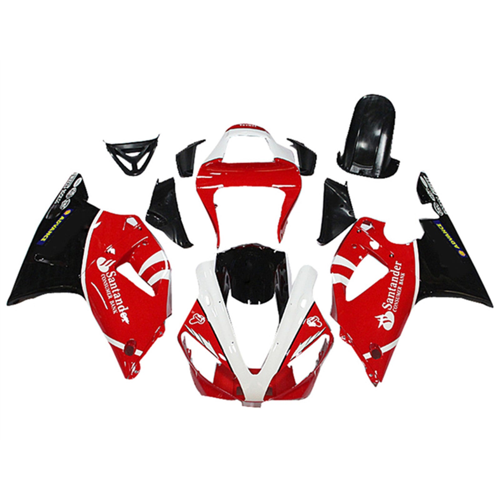 Amotopart 1998-1999 Yamaha YZF 1000 R1 Red & Black Style 1 Fairing Kit