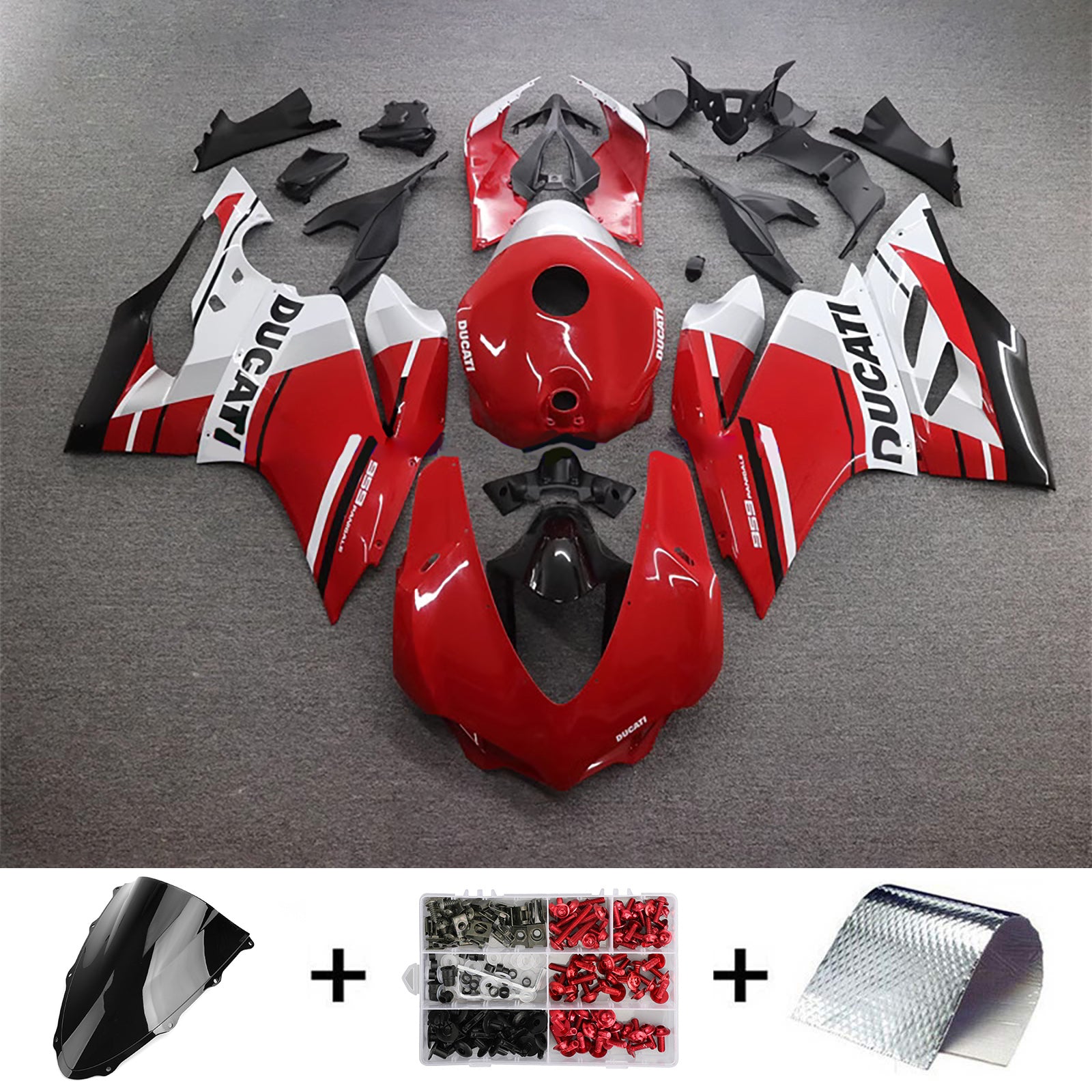 Amotopart 2015-2020 Ducati 959 Gray White Red Fairing Kit