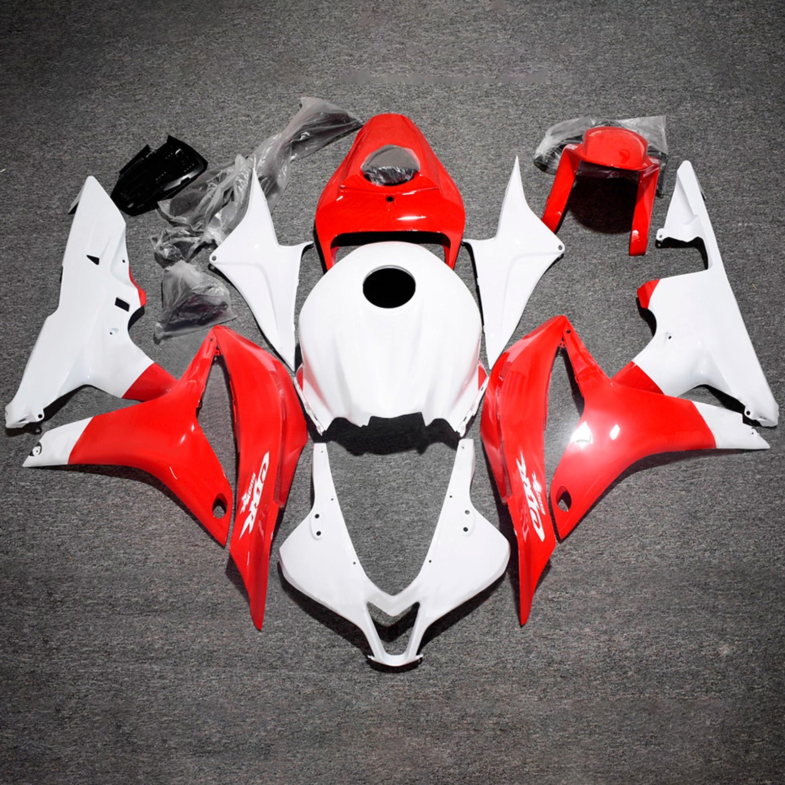 Zestaw owiewek Amotopart 2007-2008 do Hondy CBR600RR w kolorze biało-czerwonym