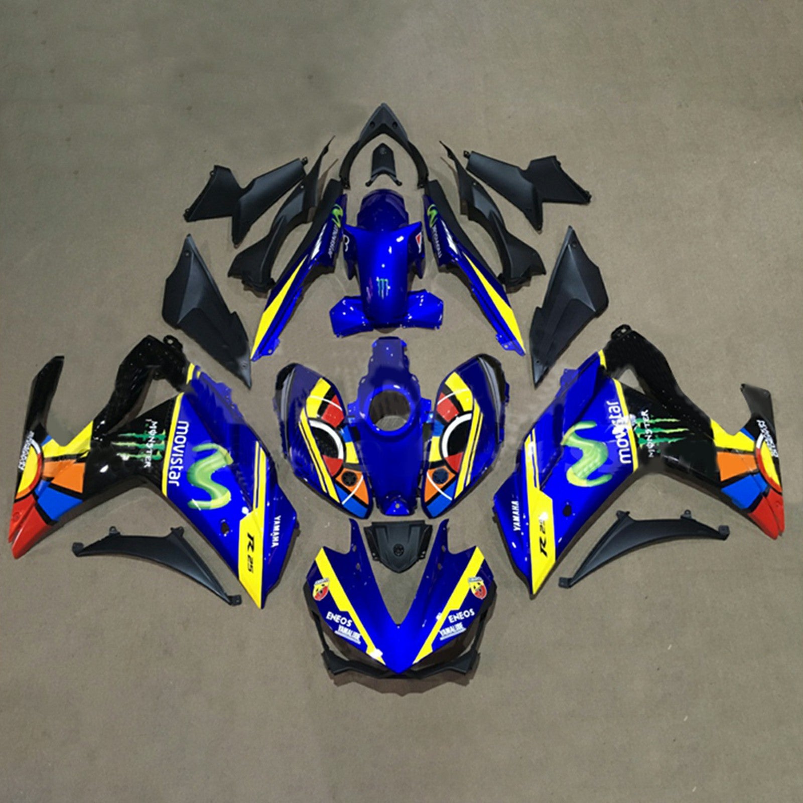 Amotopart YZF-R3 2014-2018 R25 2015-2017 Yamaha Blue&Yellow Style5 Fairing Kit