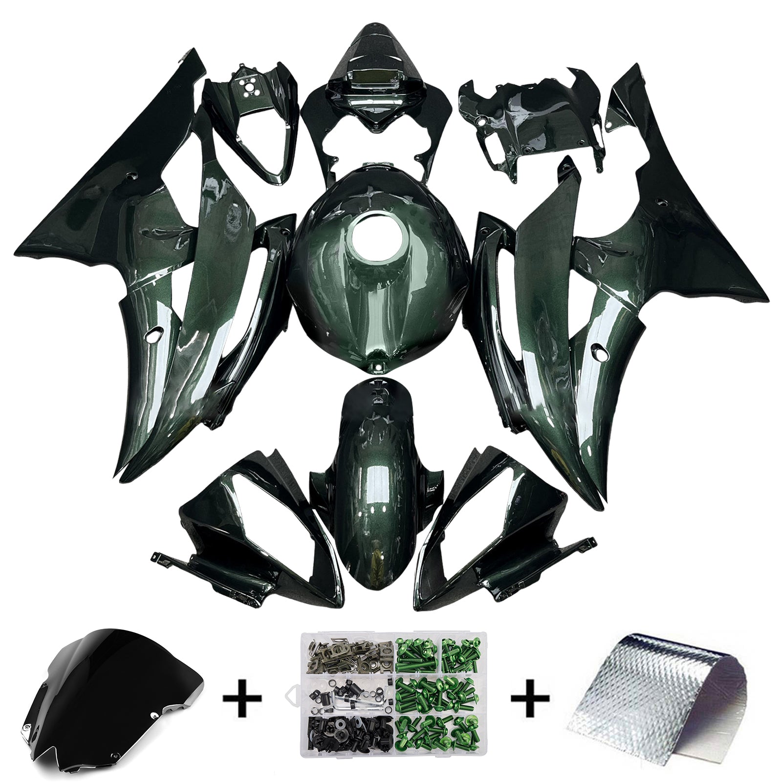 Amotopart 2008-2016 Yamaha YZF-R6 Green Fairing Kit