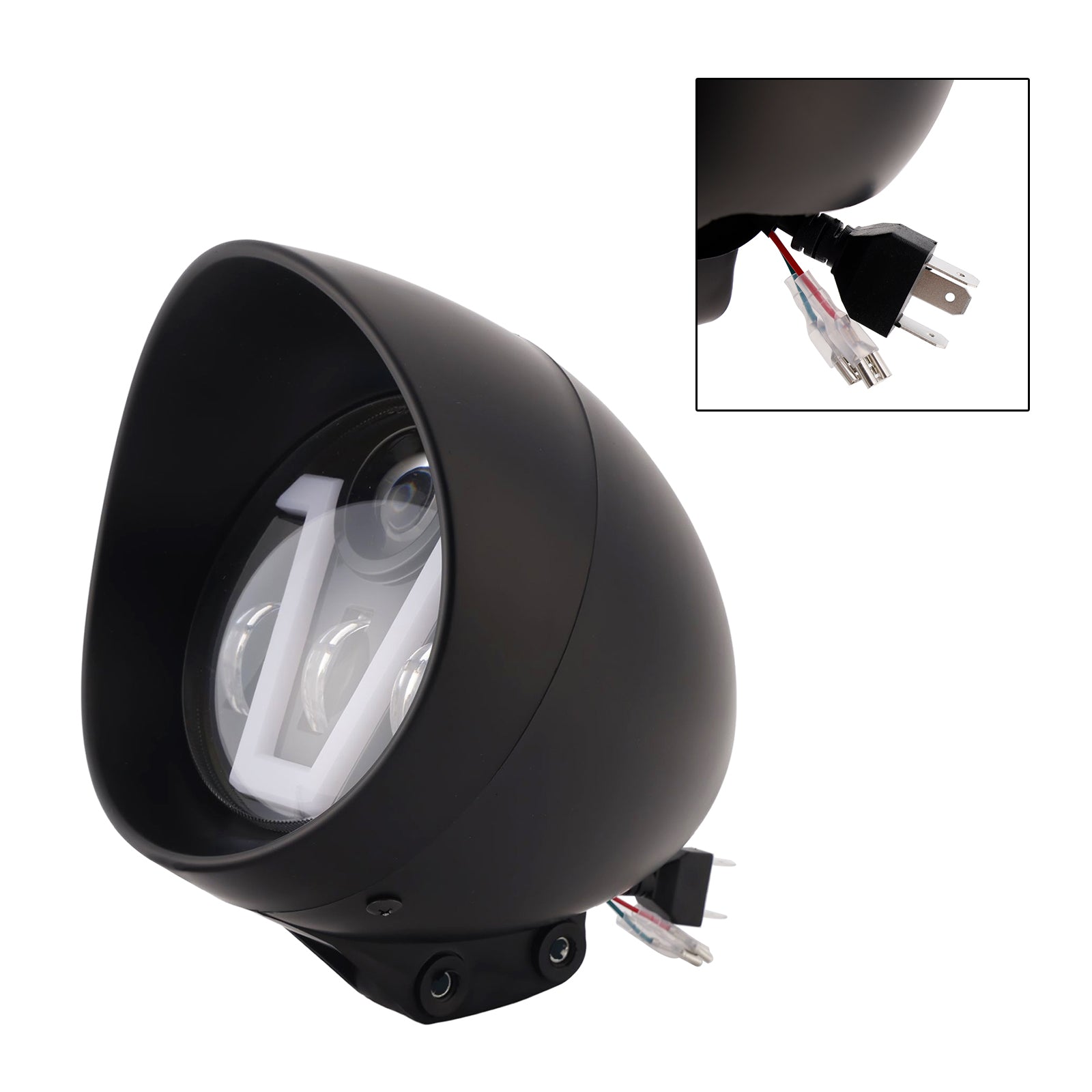 5.75" Motorcycle Spotlight Headlight Led 4000lm For Cruise Cafe Racer Chrome
