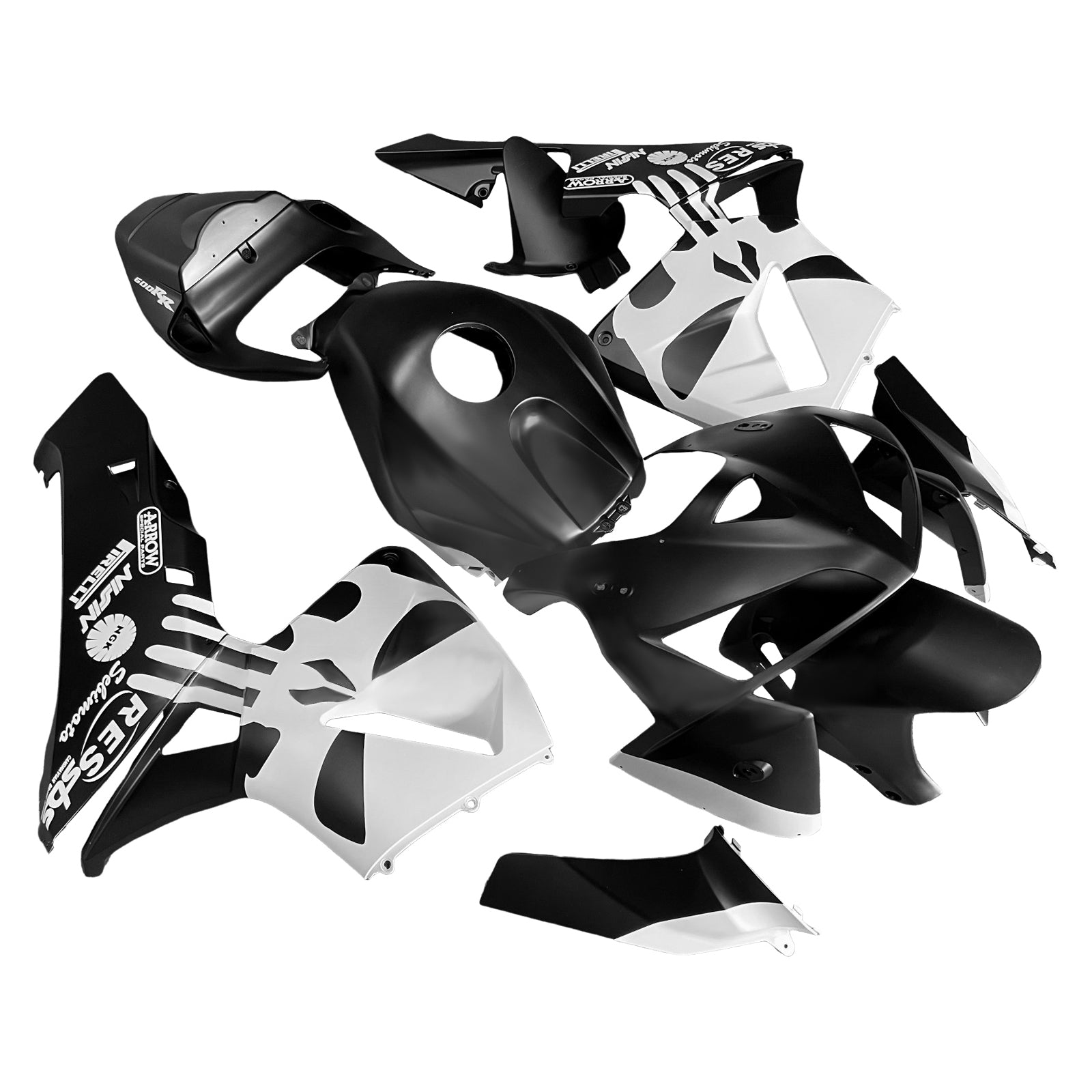 Amotopart 2005-2006 Honda CBR600RR Kit de carénage blanc noir