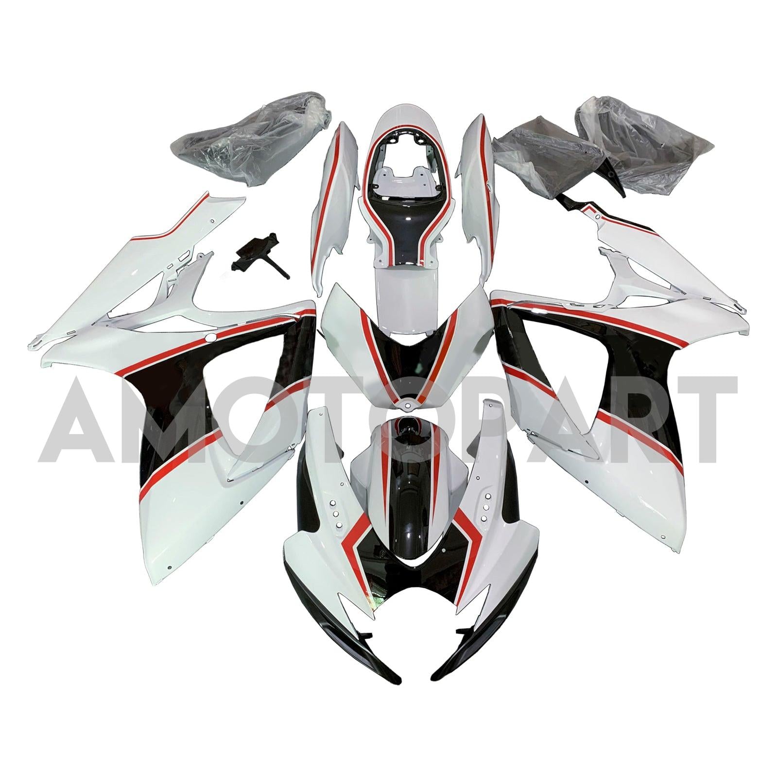 Amotopart 2006-2007 Suzuki GSXR 600/750 K6 Zwart- en witte kuipkit